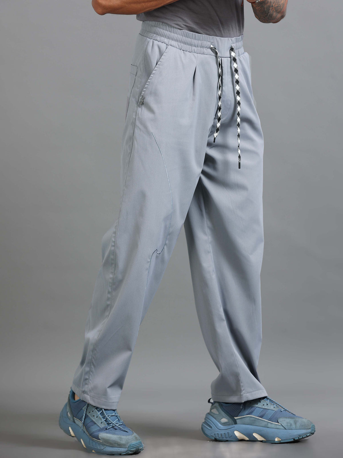 Light Grey Relaxed Fit Trousers for Men front view - Flowstate Relaxed Trouser by Italian Colony