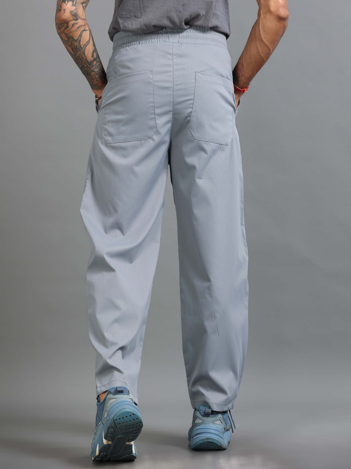 Light Grey Relaxed Fit Trousers for Men detail view - Flowstate Relaxed Trouser by Italian Colony