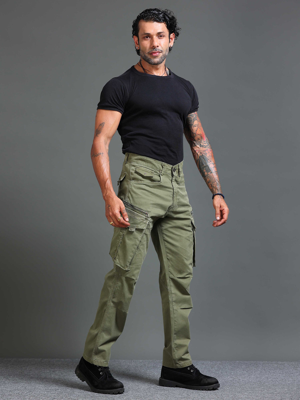 Rugged Zip Cargo Pant in Light Olive