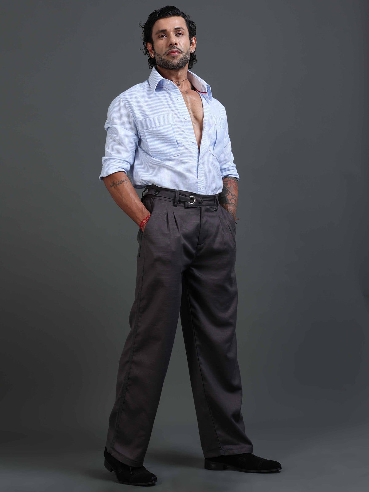 Dark Grey Trousers for Men detail view - Riviera Relaxed Trouser by Italian Colony