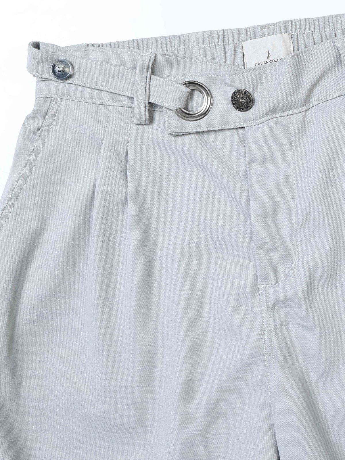 Silver Grey Relaxed Fit Trousers for Men detail view - Riviera Relaxed Trouser by Italian Colony