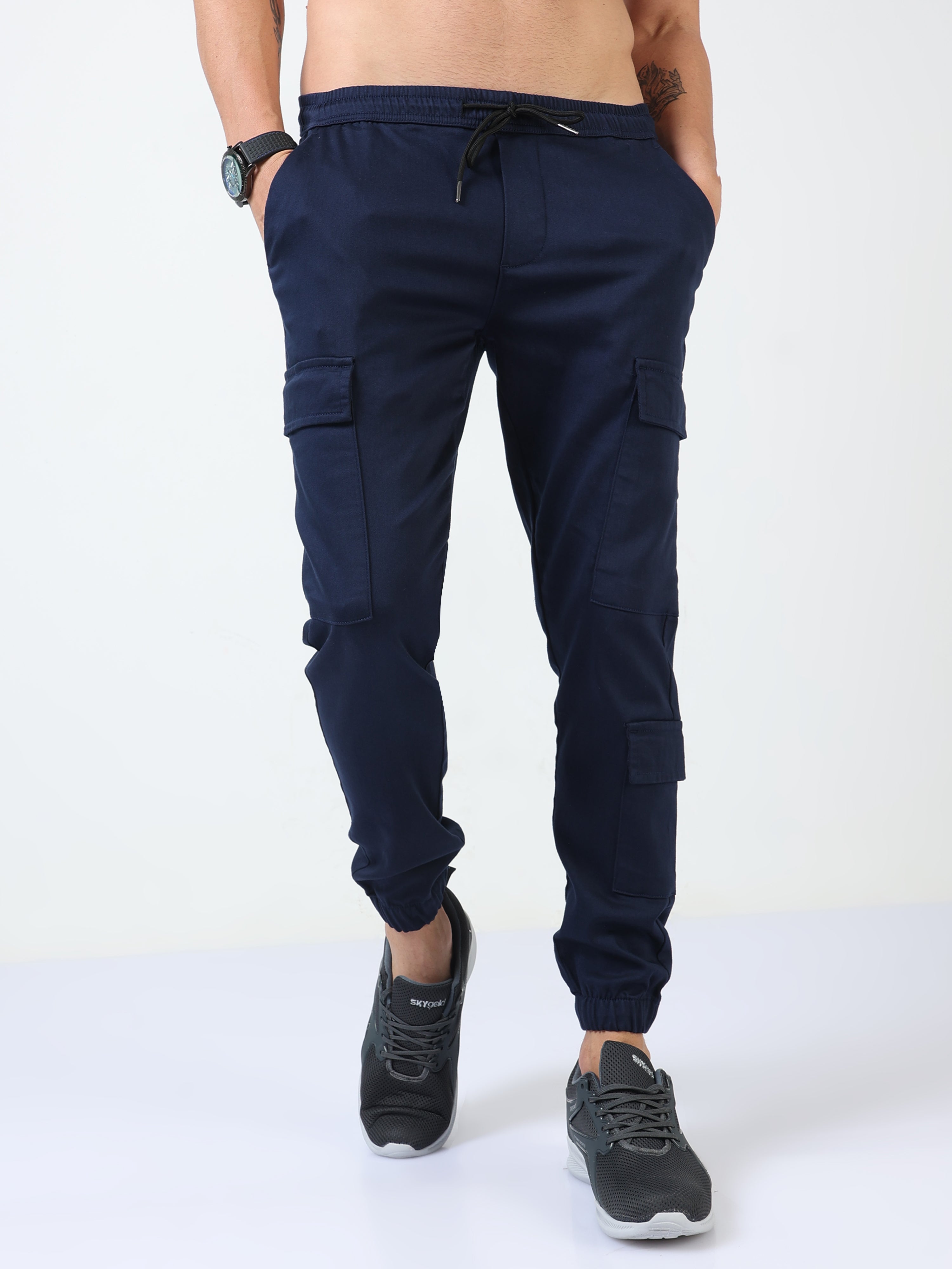 Elastic Waist Slim Fit Man Shell Cargo Jogger | boohoo