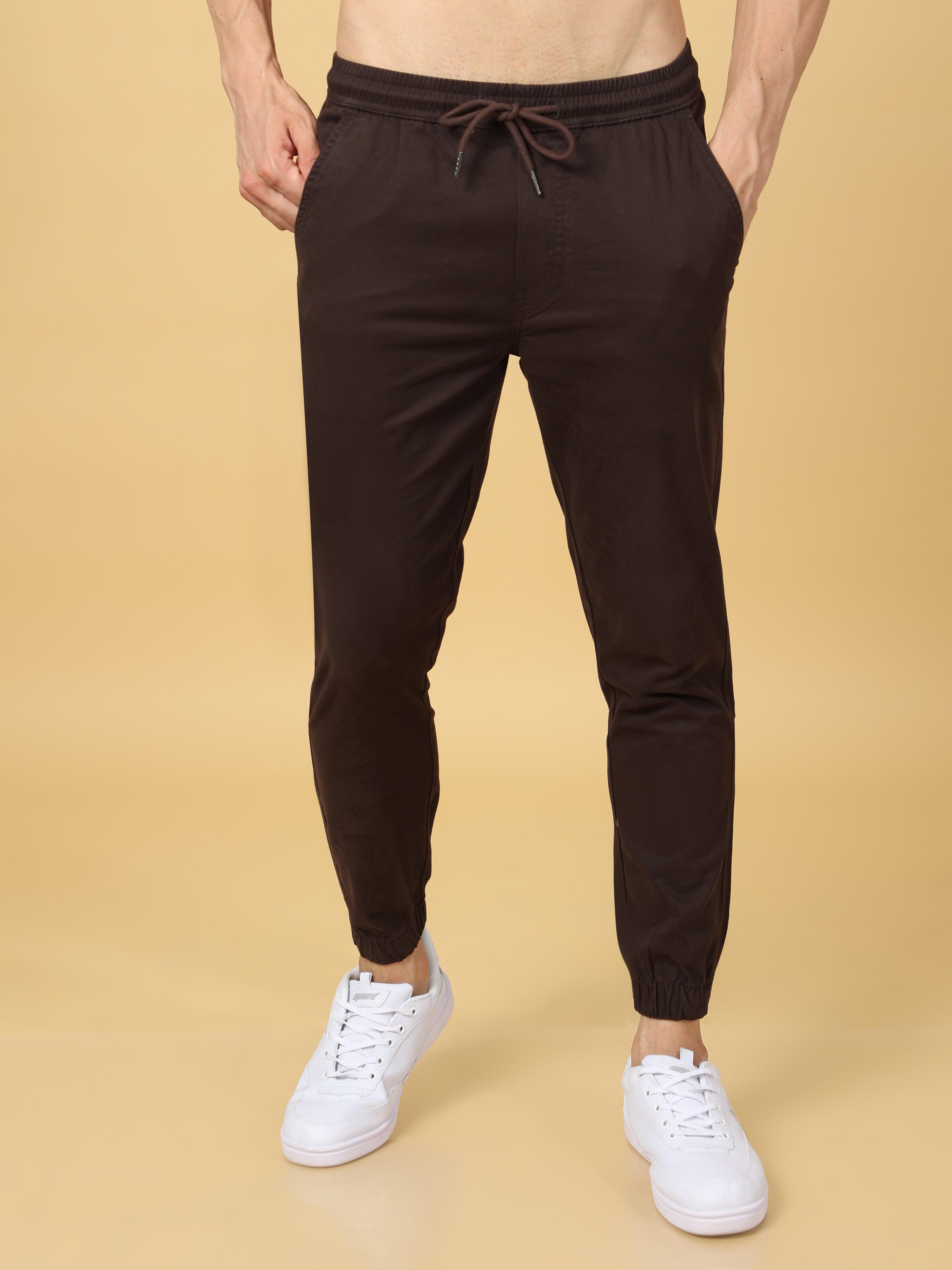 Dark Brown High Rise Tapered Fit Pants