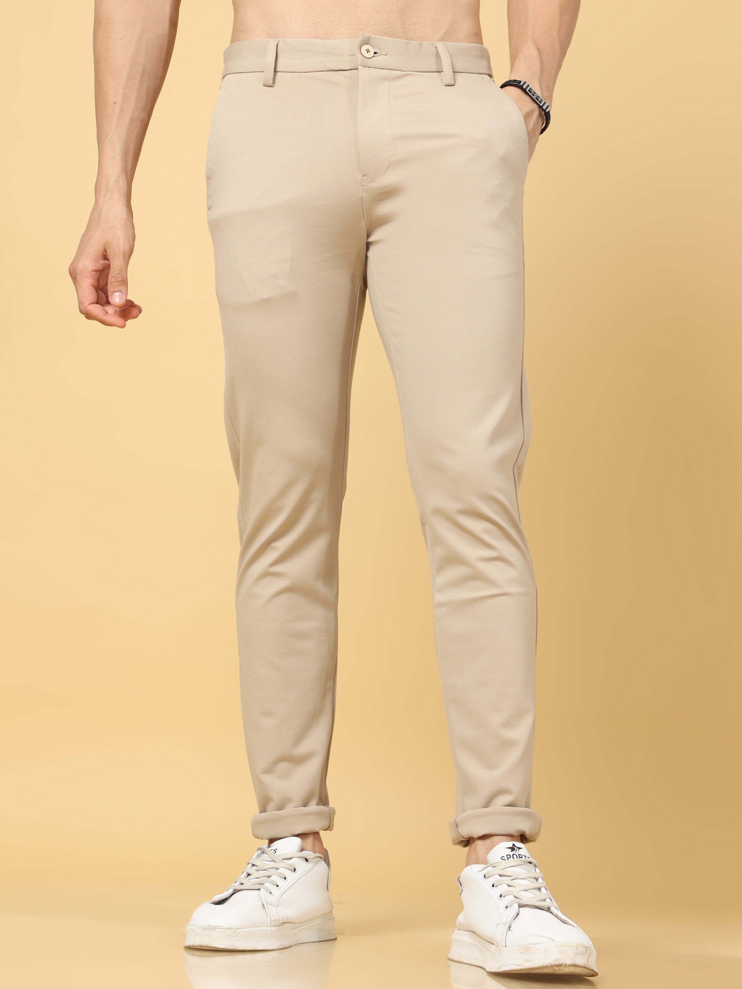 Plain Light Cream Men Polyester Formal Trouser, Regular Fit at Rs 320/piece  in Bhilwara