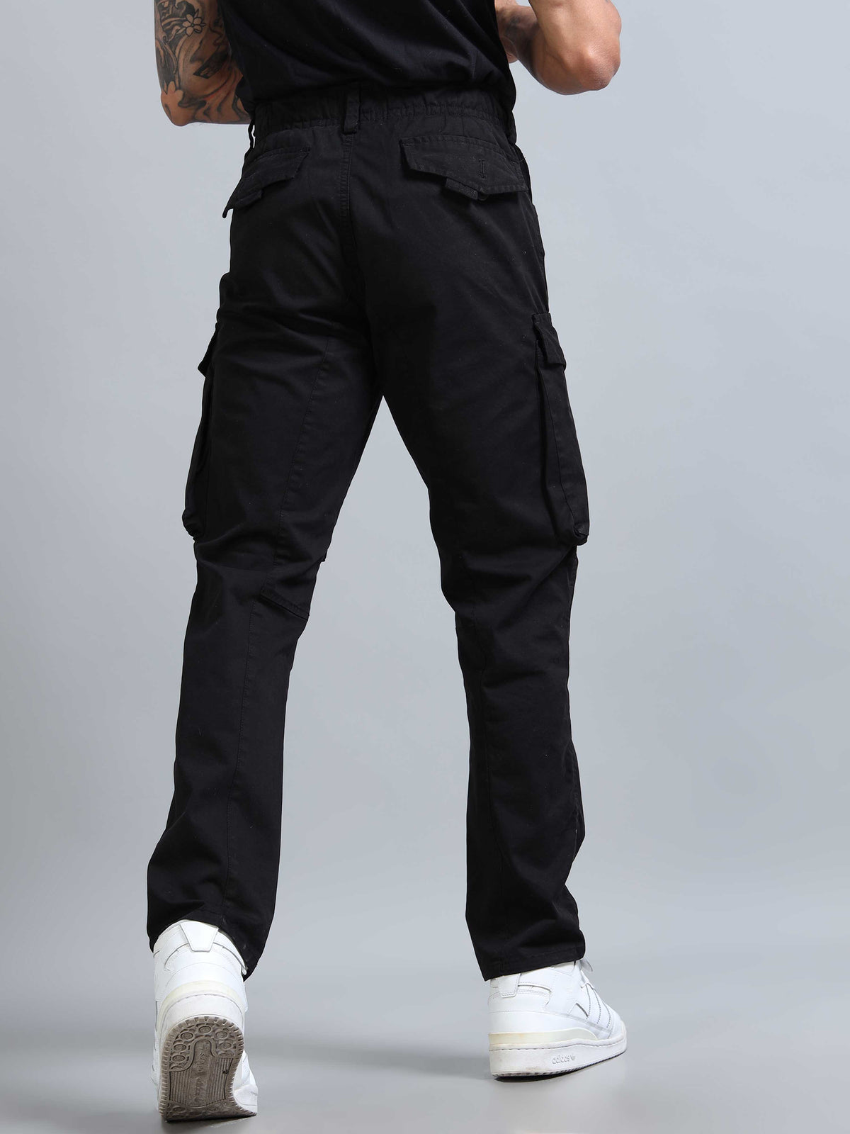 Black Cargo Pants for Men detail view - Aero Nord Cargo Pant by Italian Colony