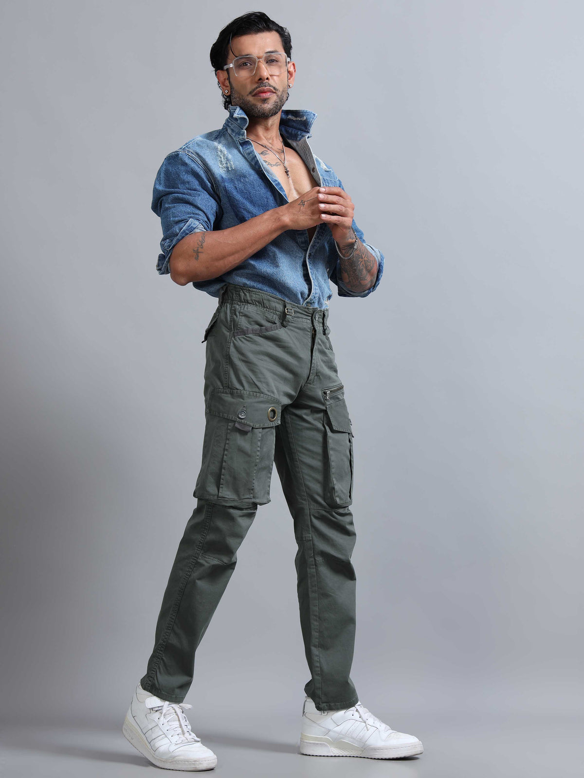 Sage Green Cargo Pants for Men detail view - Aero Nord Cargo Pant by Italian Colony