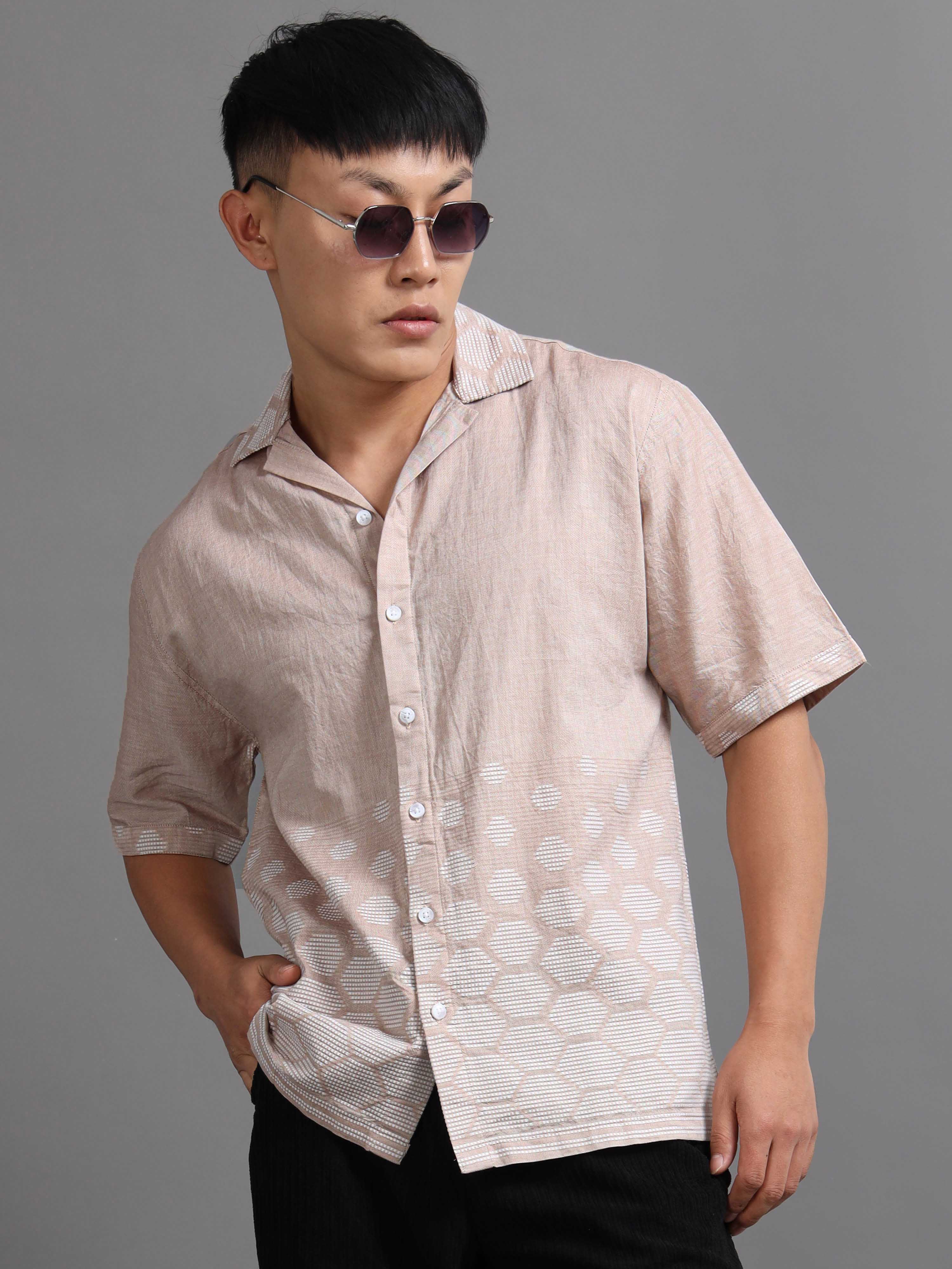 Honeycomb Haze Shirt In Peach
