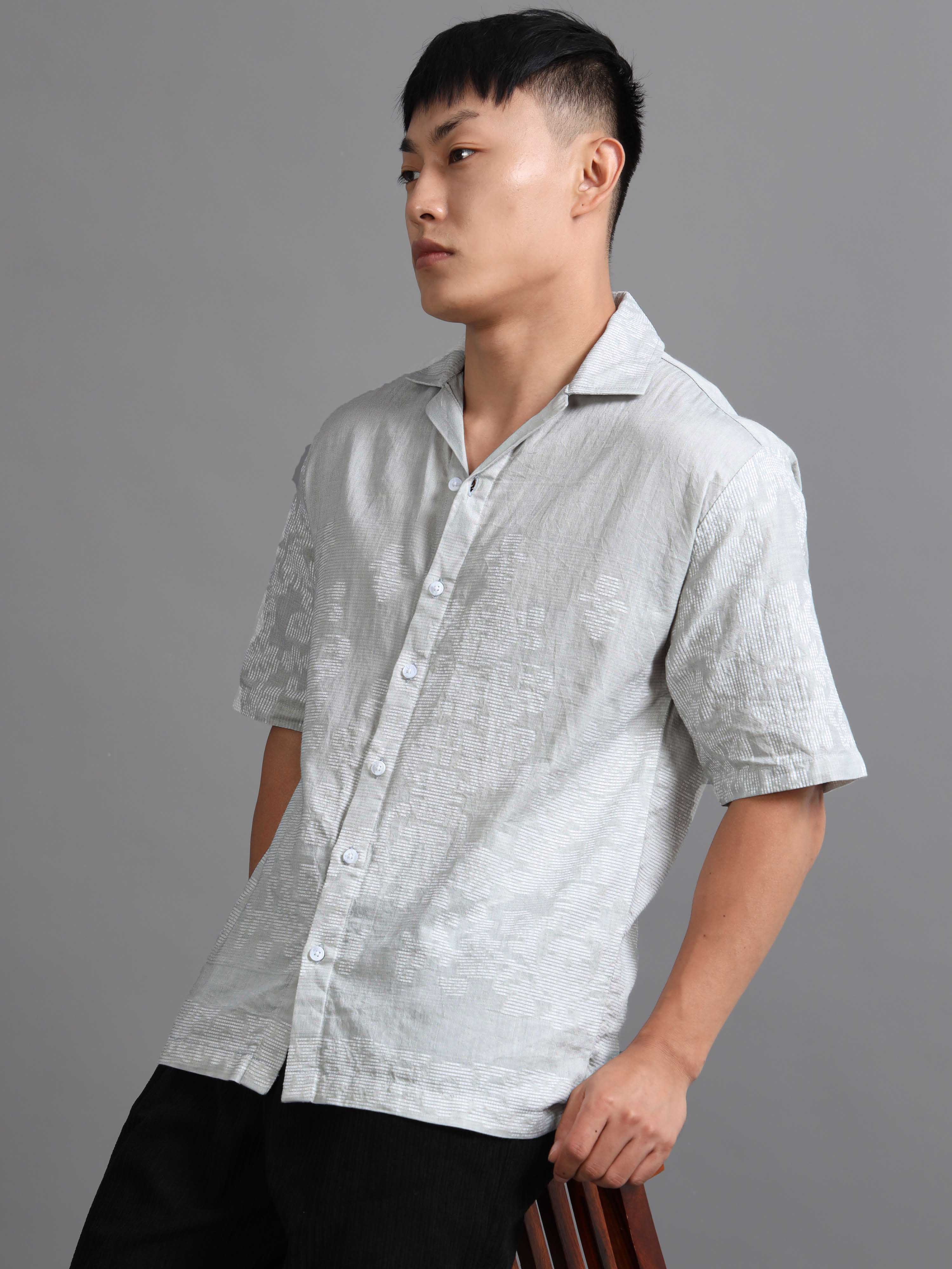 Silken Grid Shirt In Blue