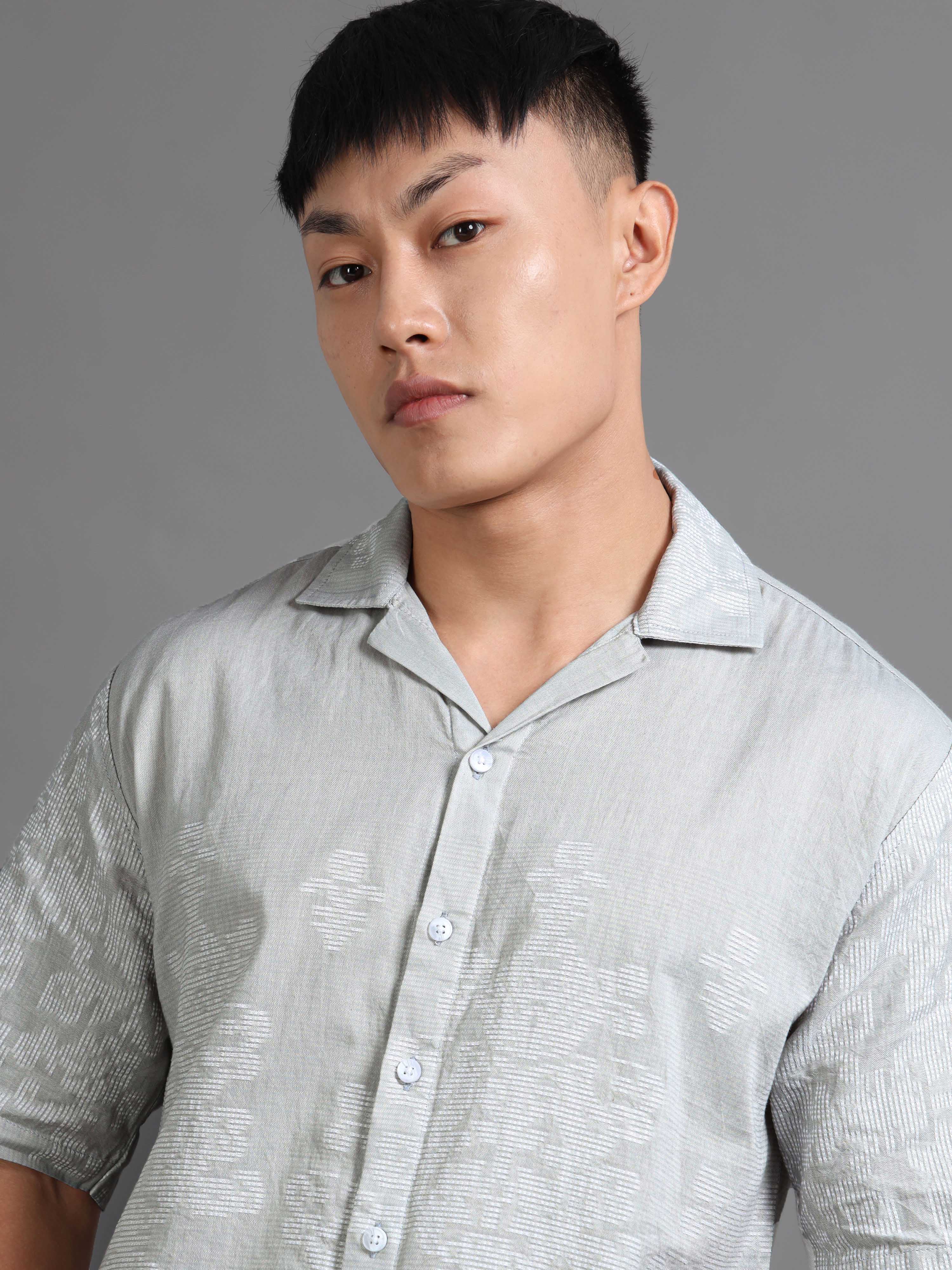 Silken Grid Shirt In Blue