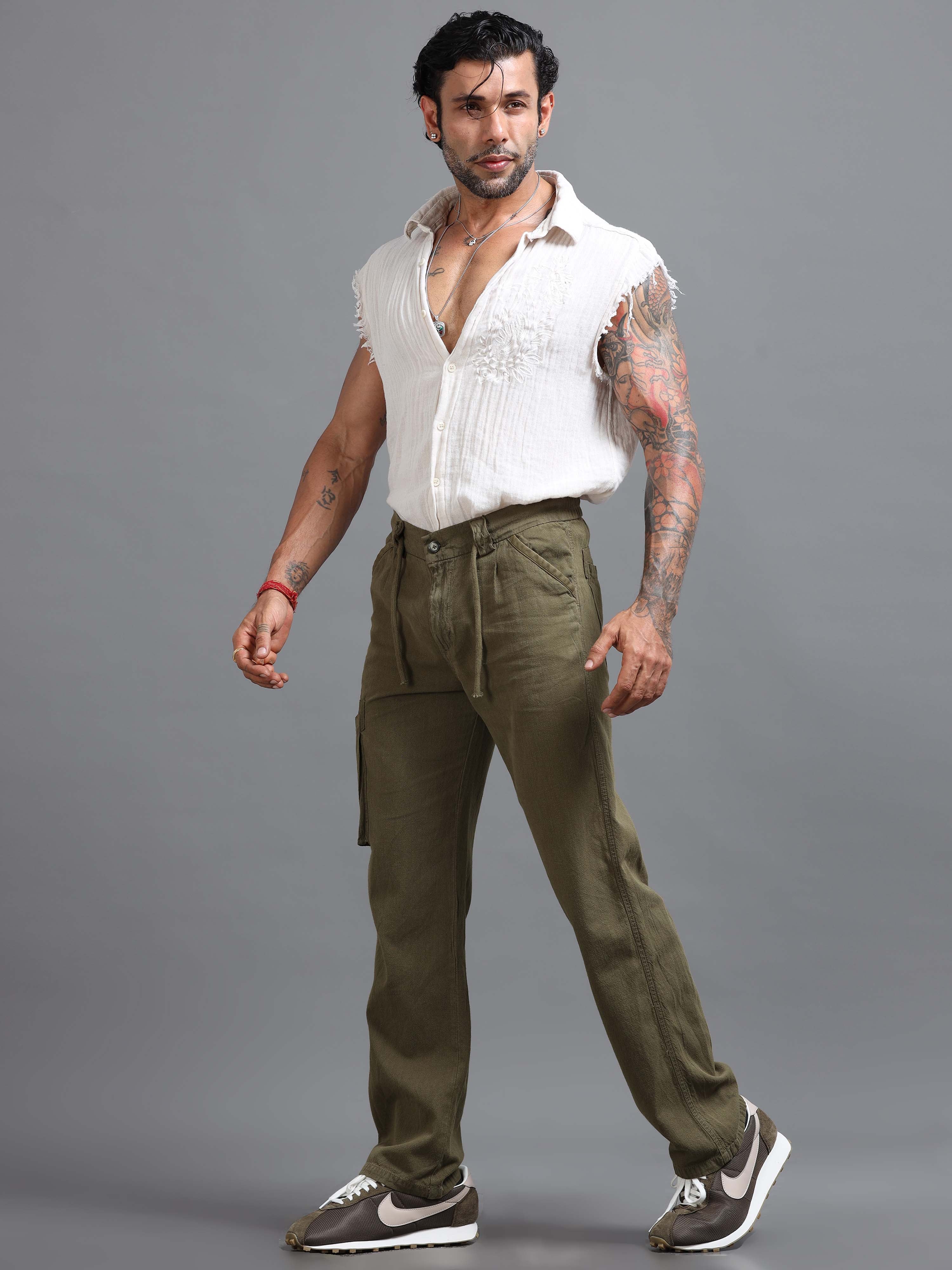 Portofino Linen Pant In Olive