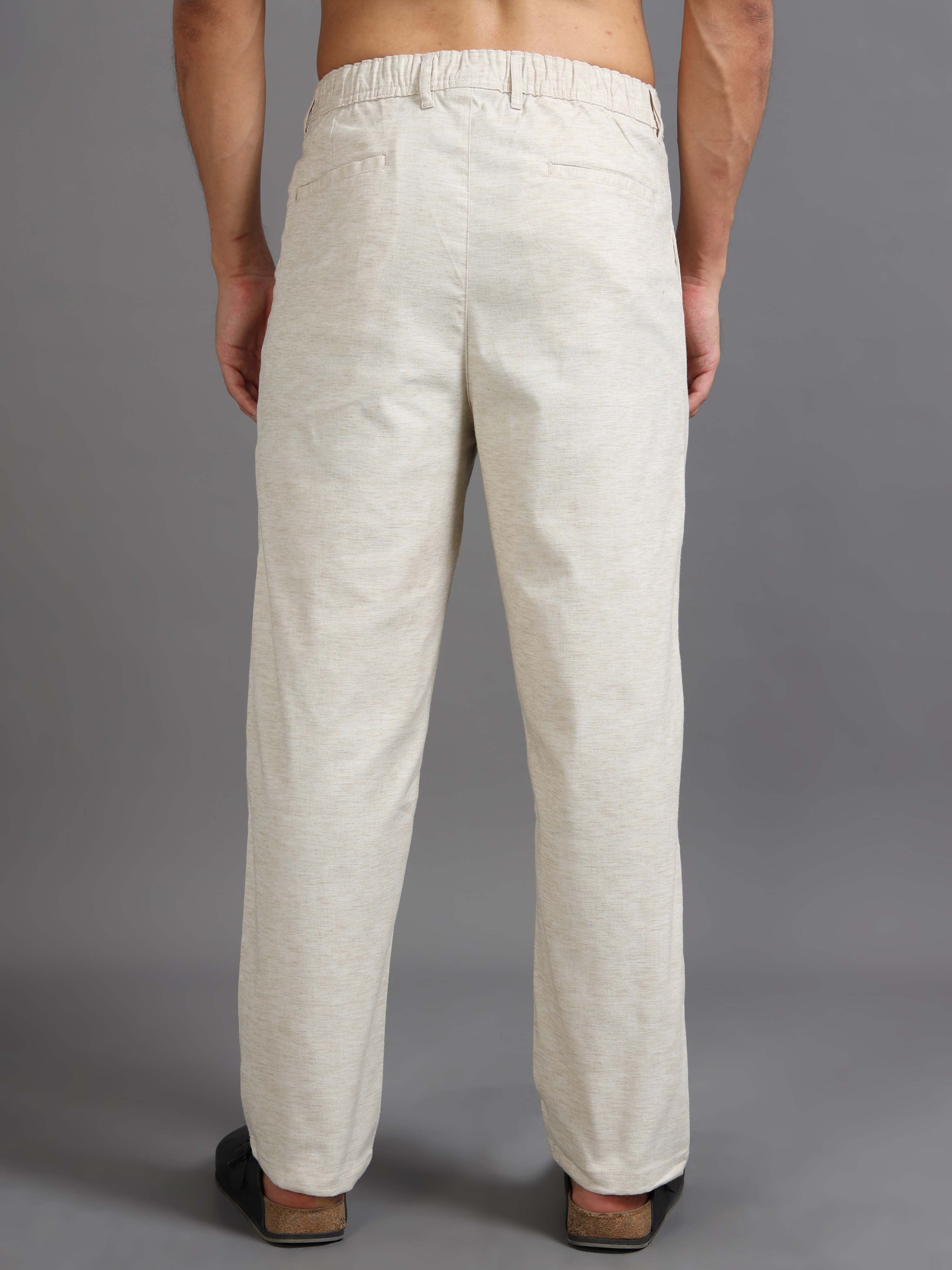 Versatile Pleated Trouser In Cream Online - Trouser For Men