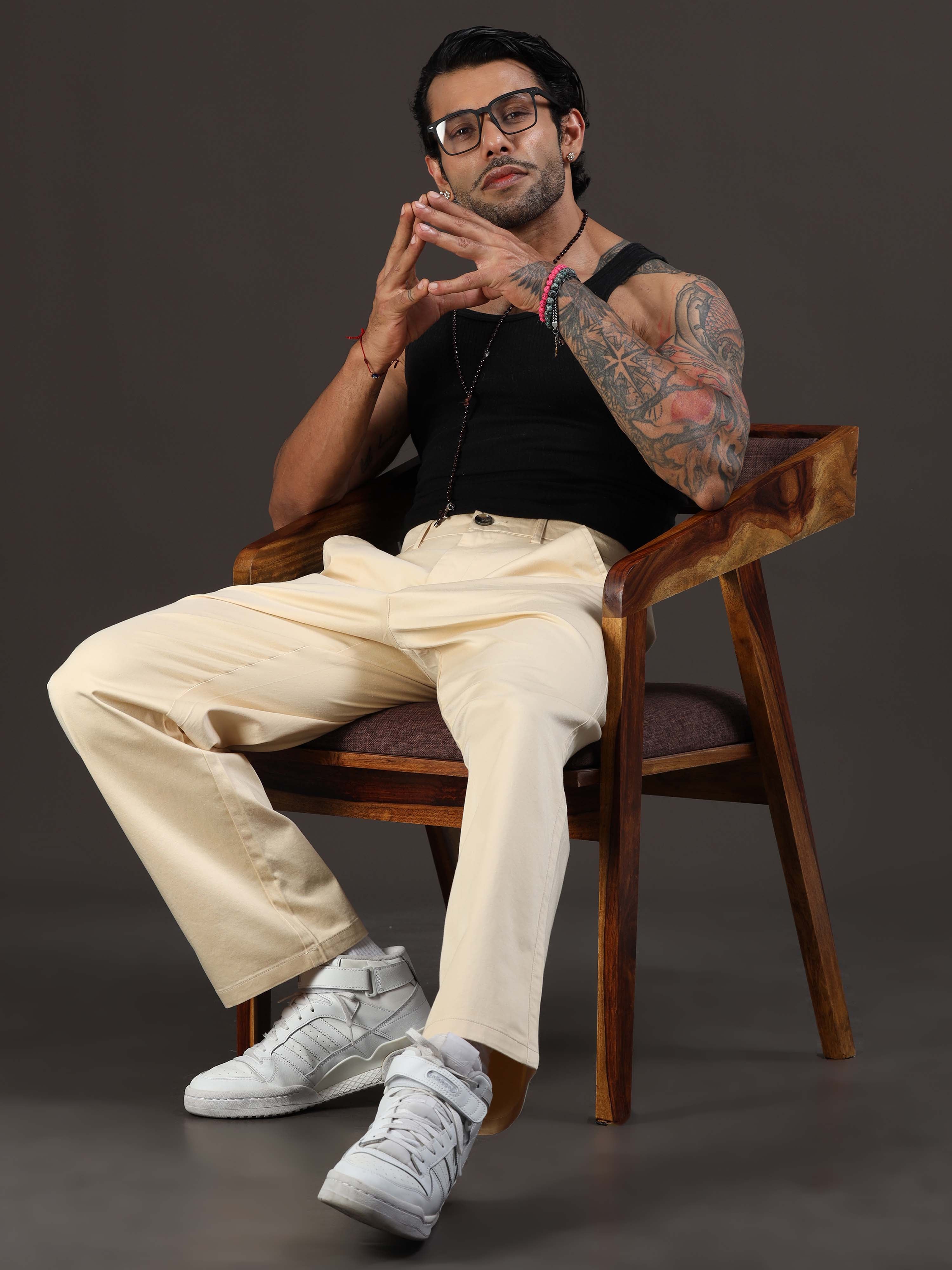 Relaxed Trouser For Men In Cream
