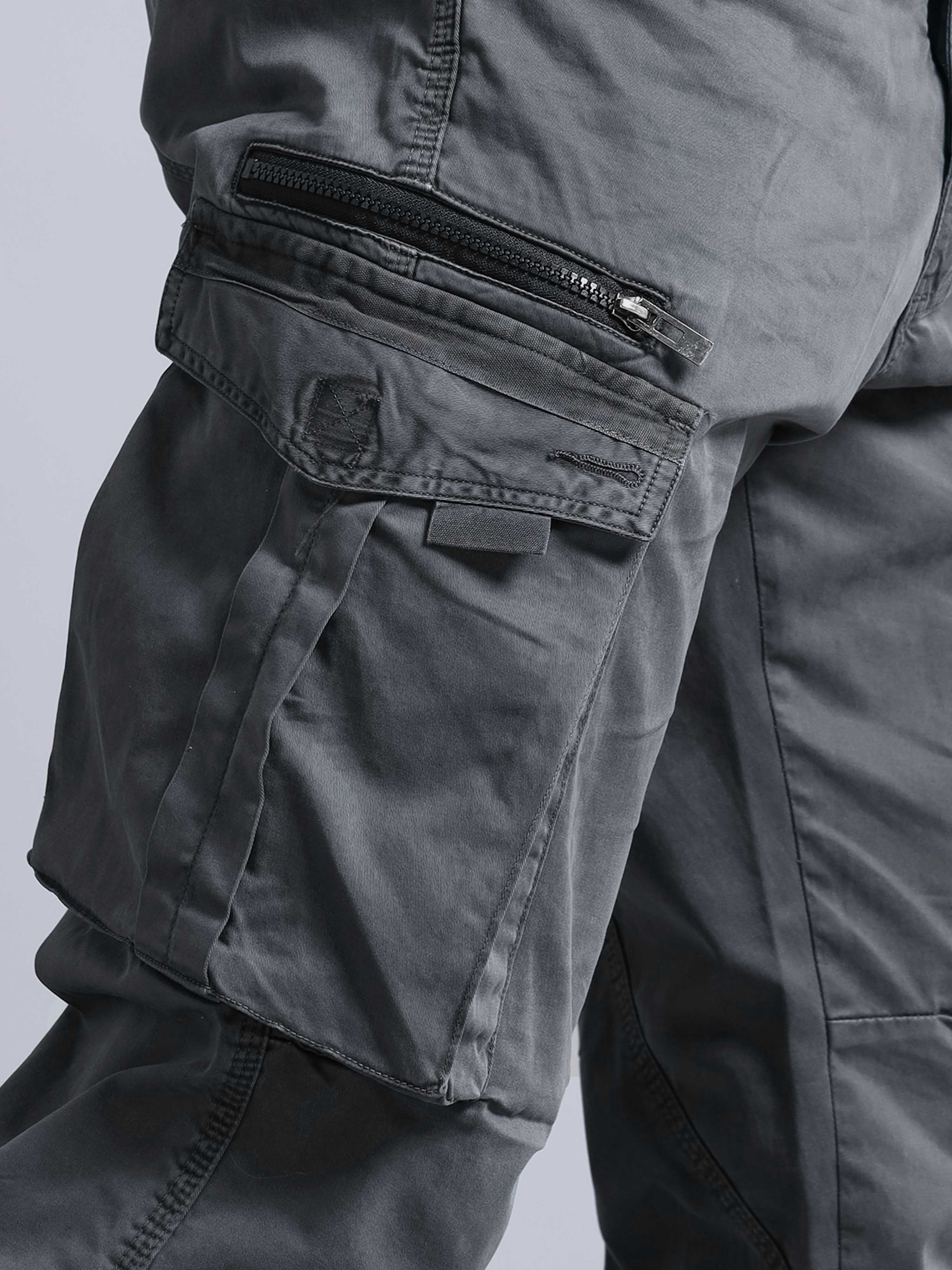 Rugged Zip Cargo Pants In Ash Blue