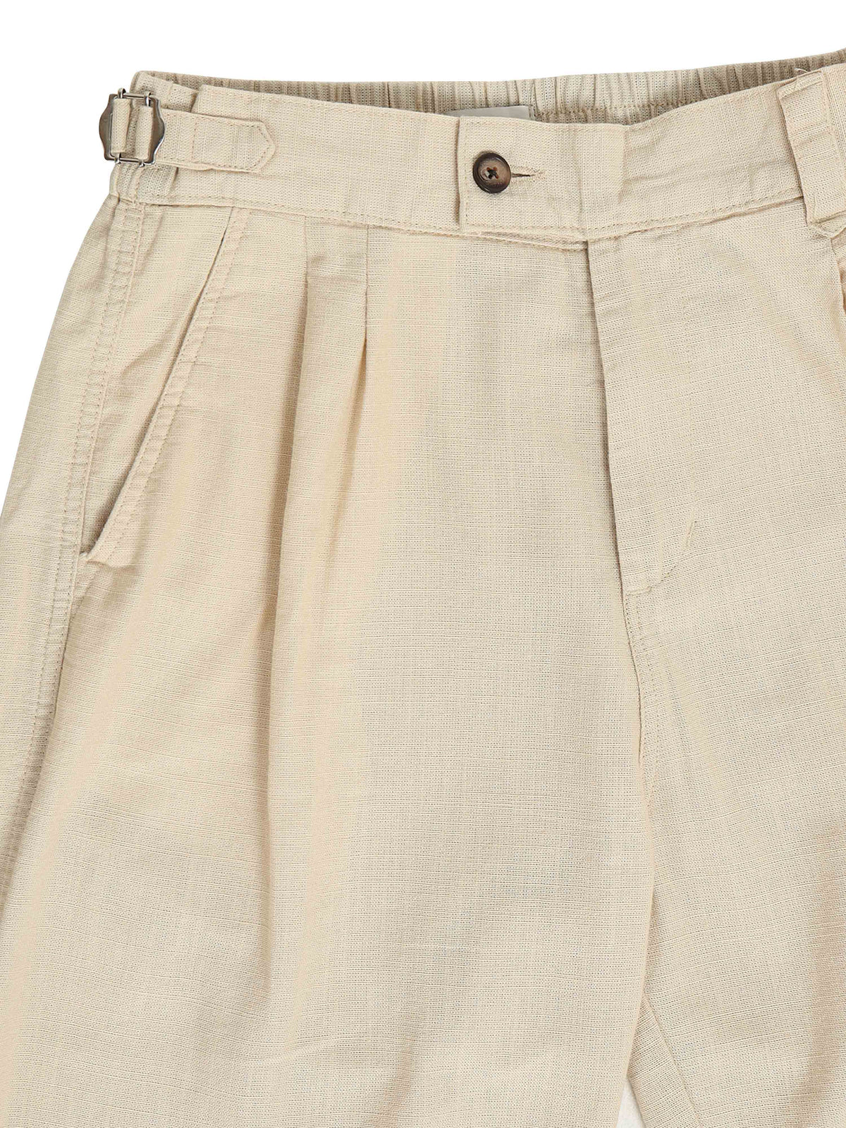 Beige Linen Trousers for Men detail view - Huntington Relaxed Trouser by Italian Colony