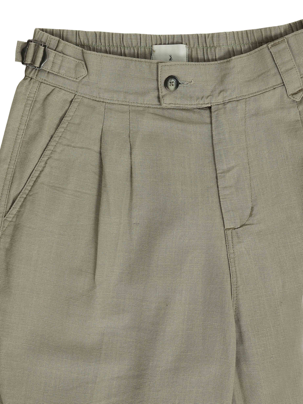 Pistachio Linen Trousers for Men detail view - Huntington Relaxed Trouser by Italian Colony