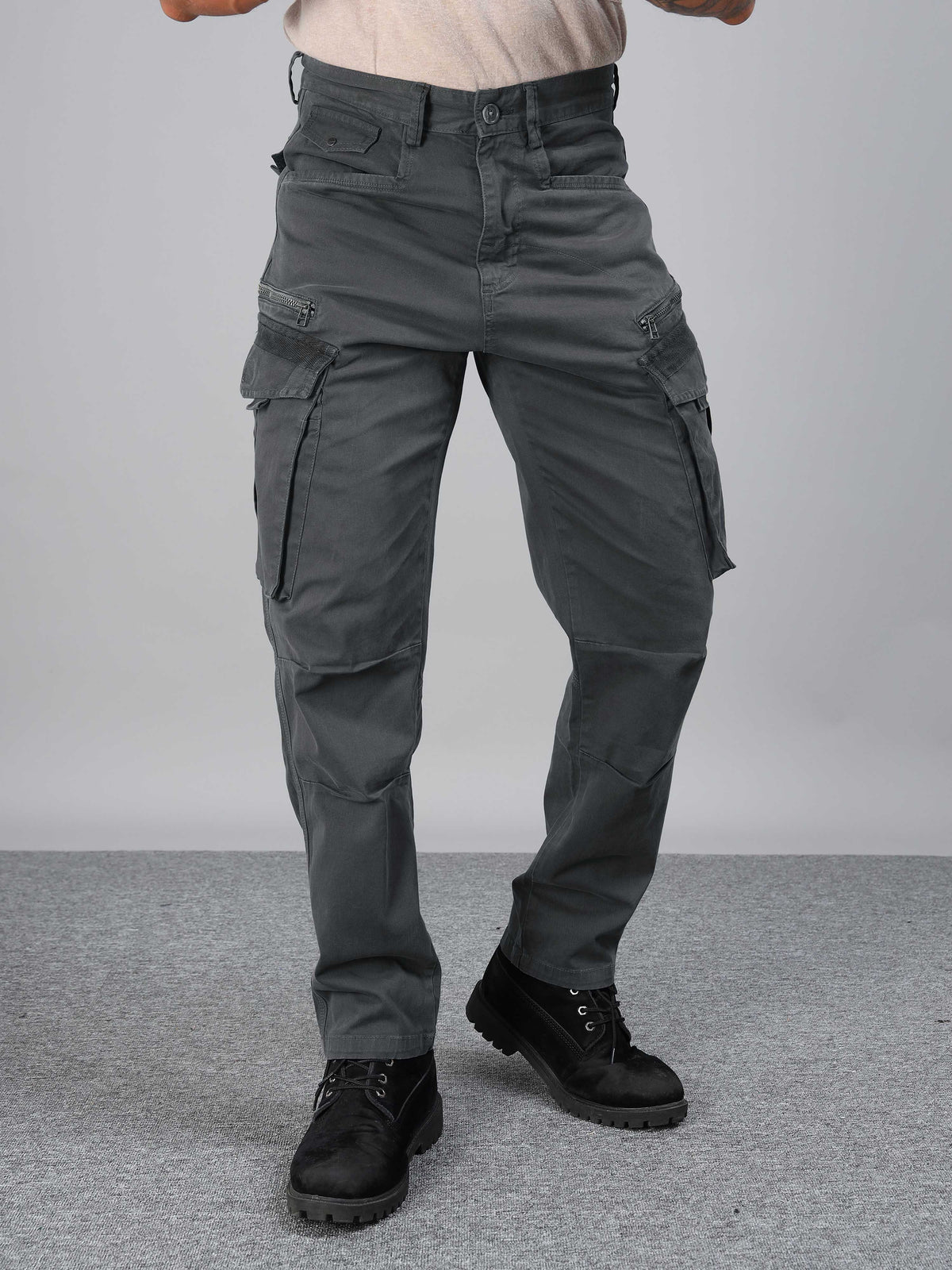 Rugged Zip Cargo Pants In Ash Blue