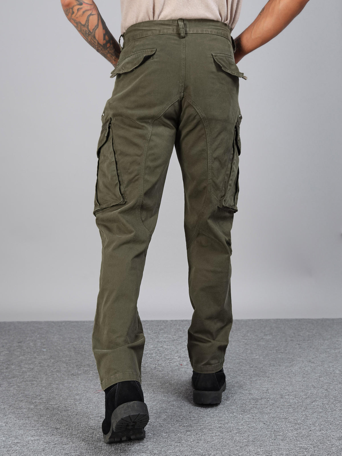 Rugged Zip Cargo Pants In Sand Beige