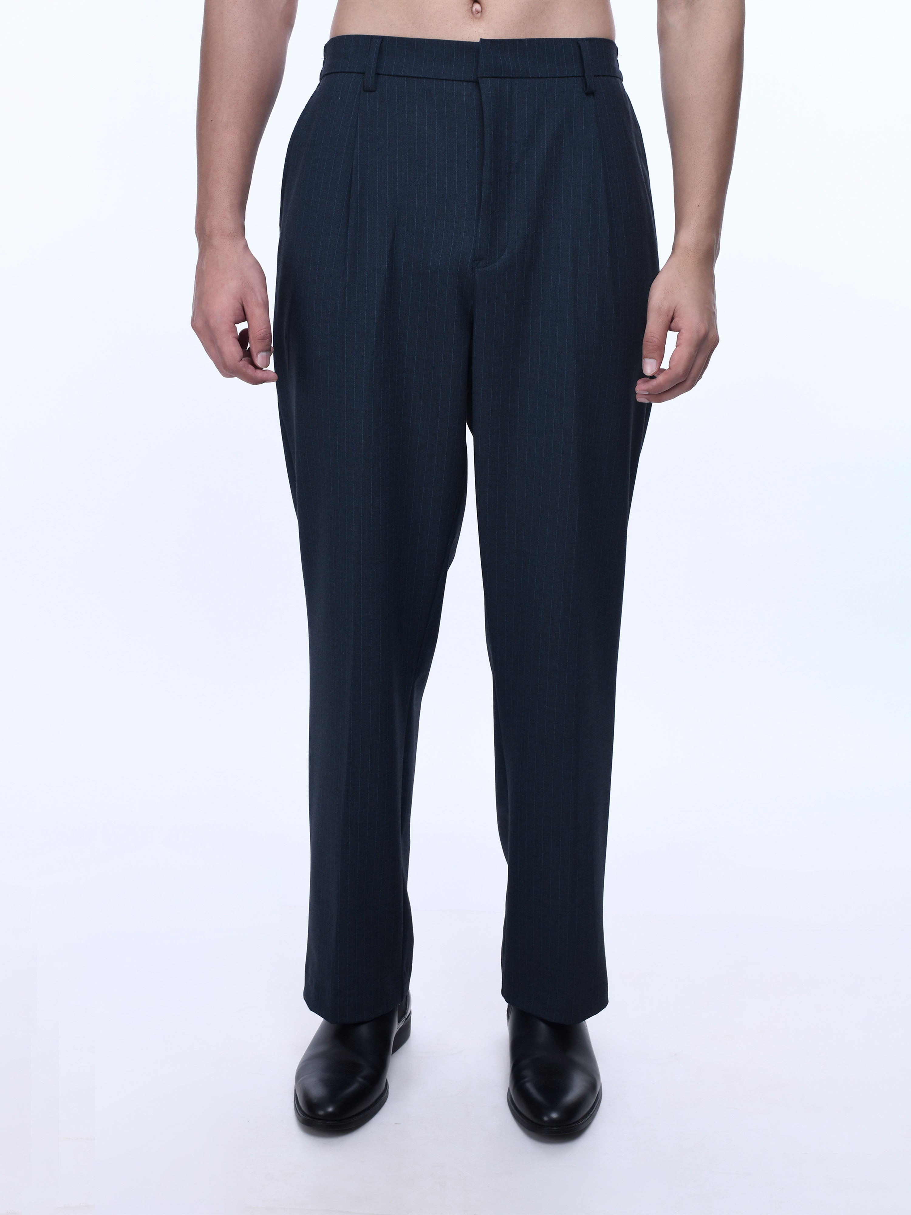 Soft Miracle Navy Striped Relaxed Pants