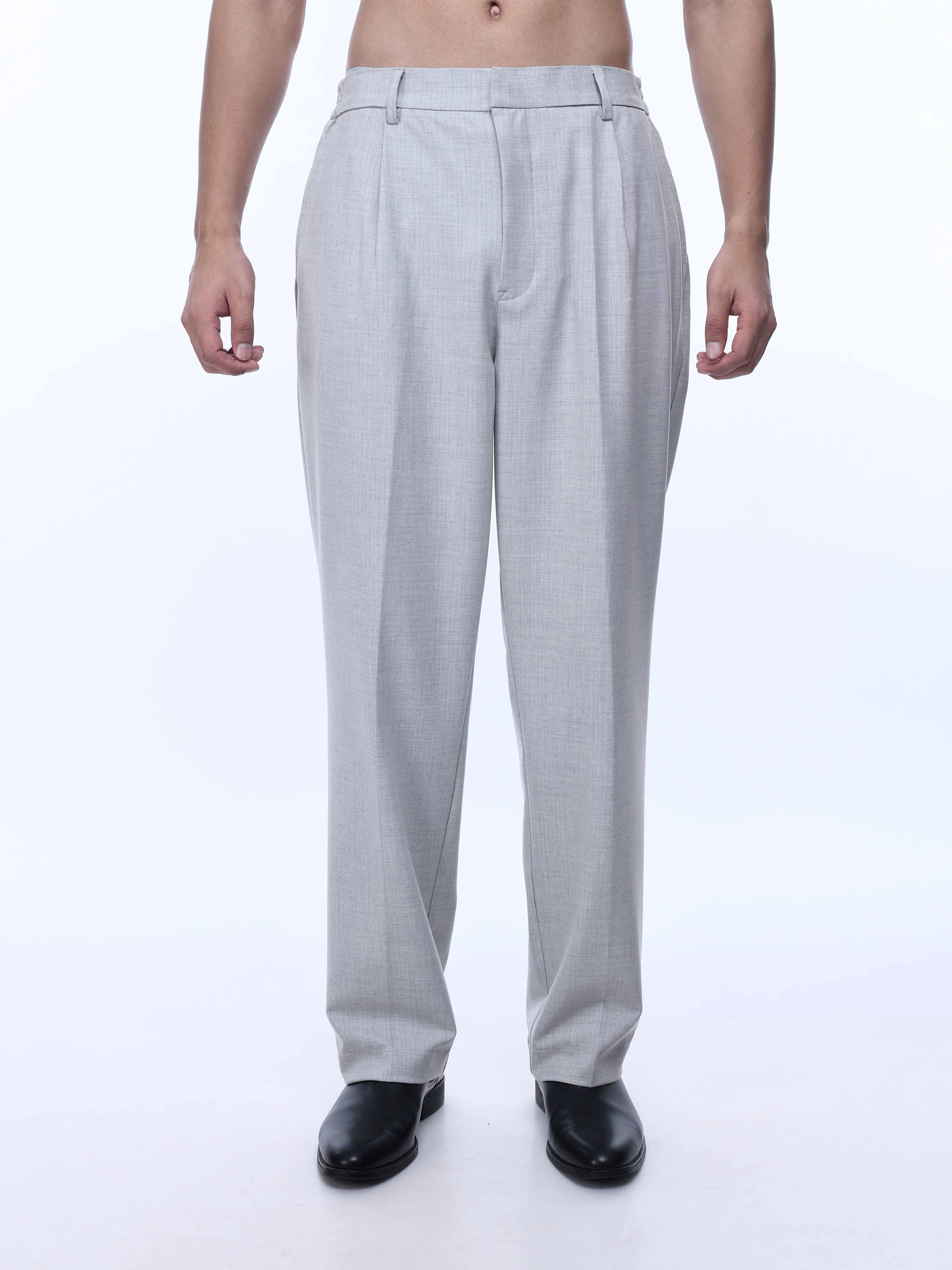 Soft Miracle Light Grey Striped Relaxed Pants
