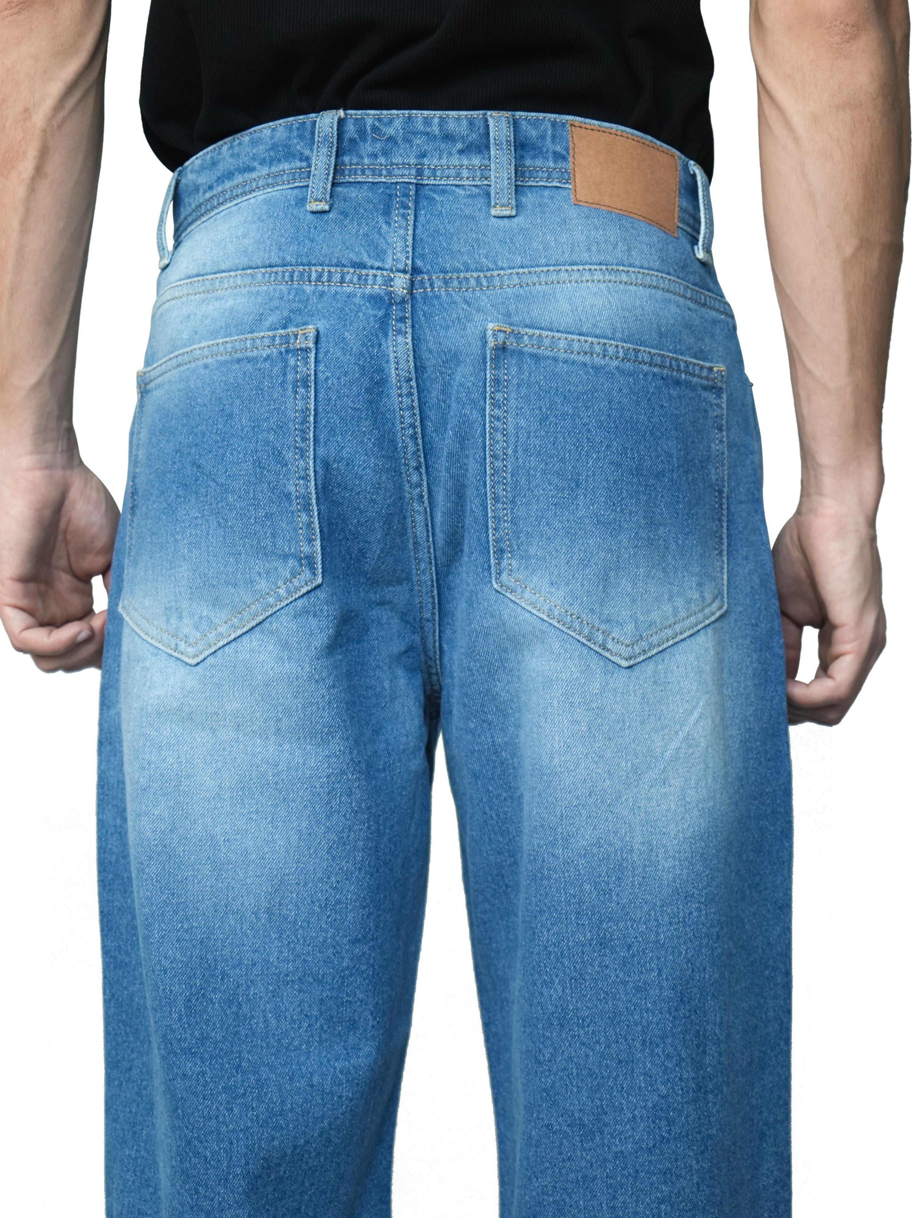 Classic Edge Relaxed Denims In Mid Blue