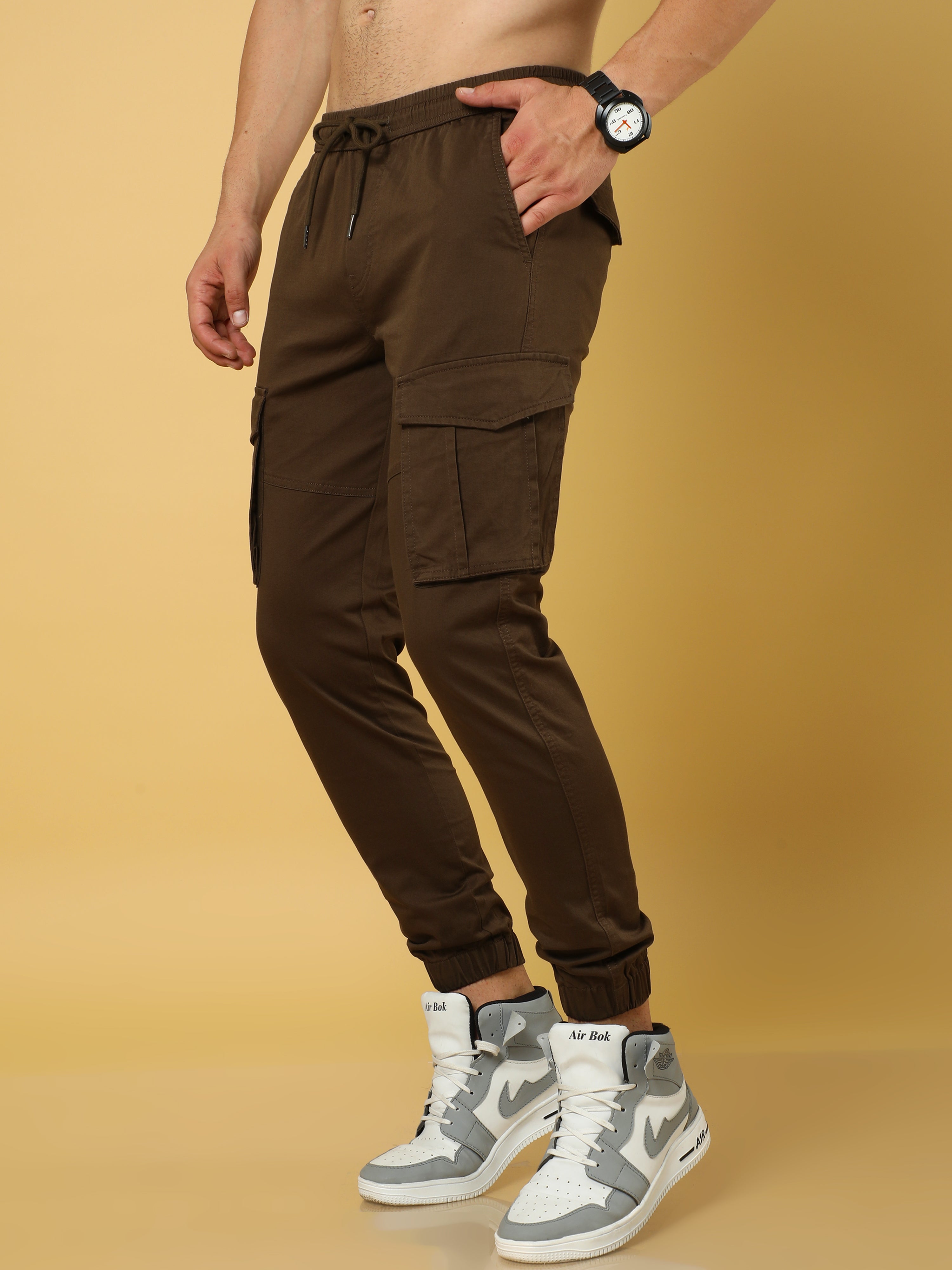 Authentic Brown Cargo Cotton Joggers