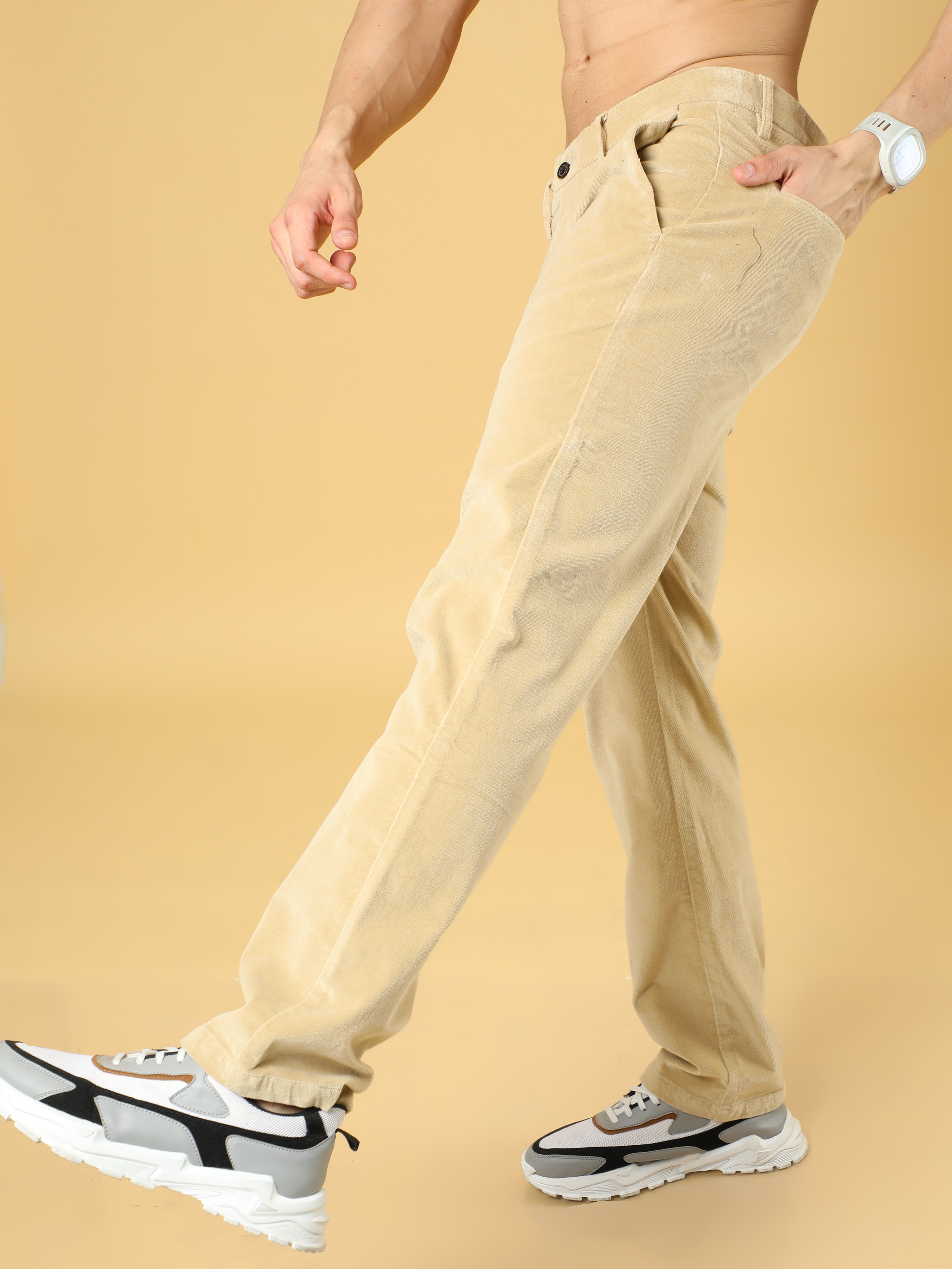Premium Corduroy Baggy Fit Cream Trouser