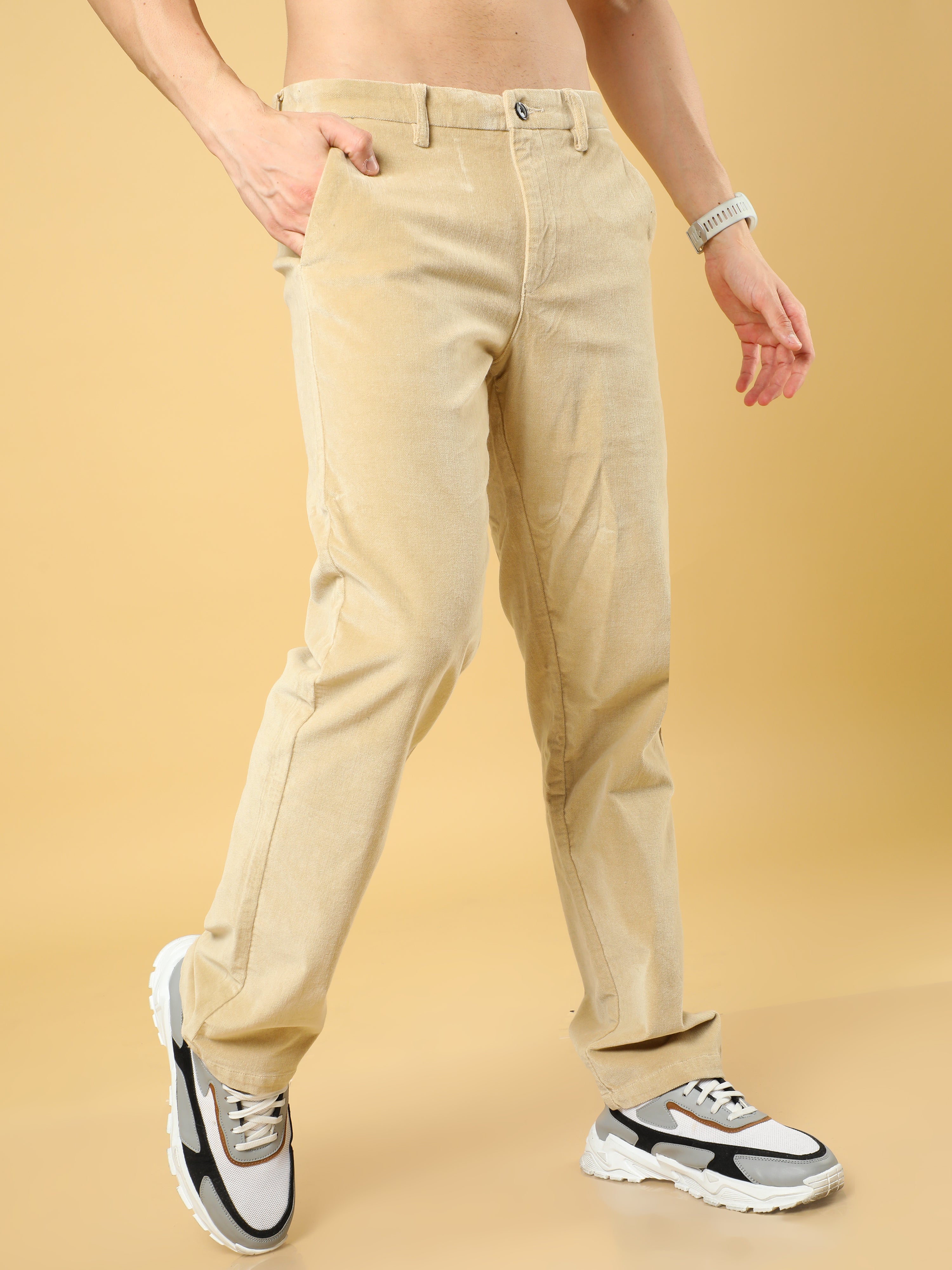 Premium Corduroy Baggy Fit Cream Trouser