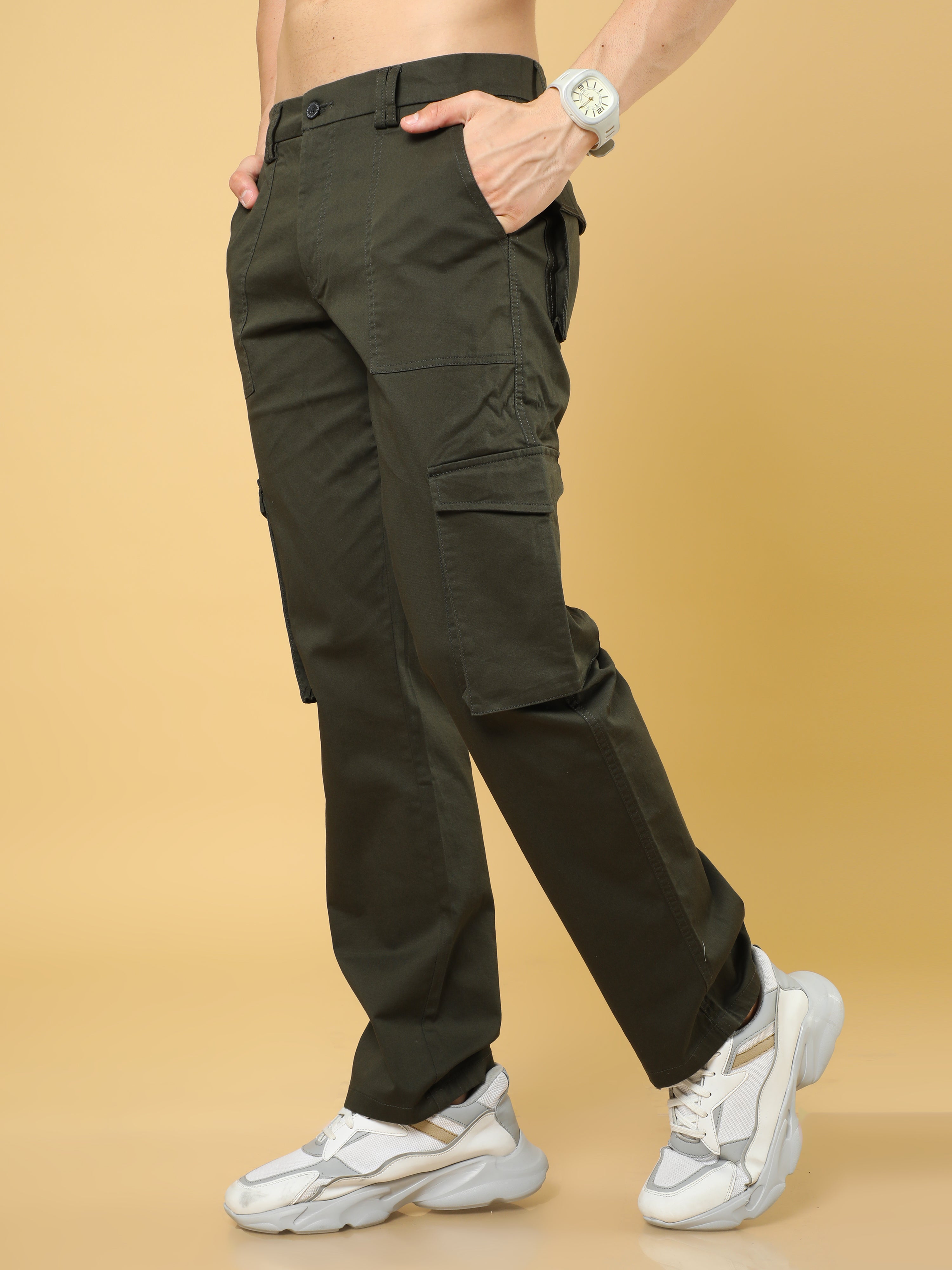 Cotton Dobby Baggy Fit Dark Olive Cargo