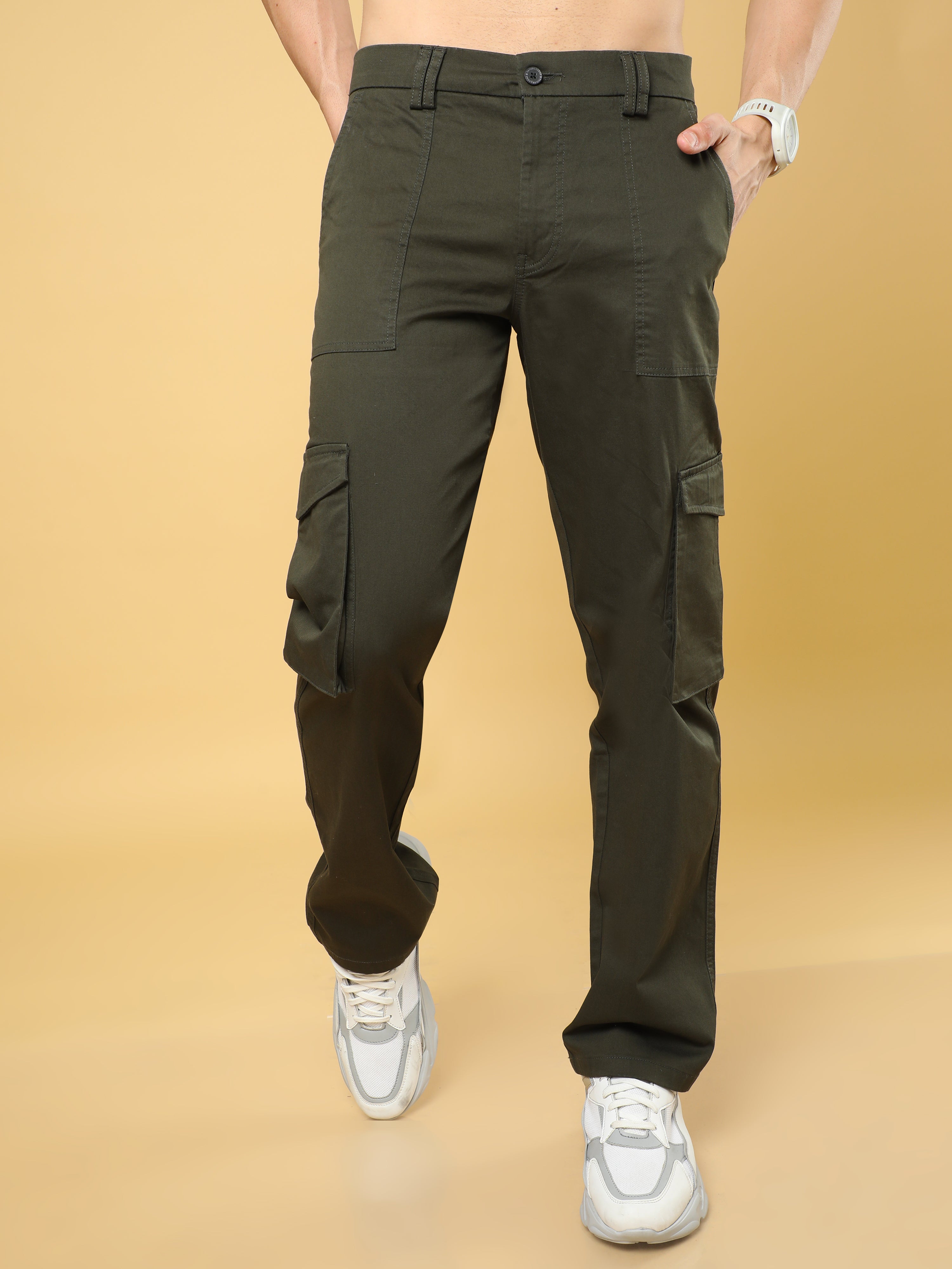 Cotton Dobby Baggy Fit Dark Olive Cargo