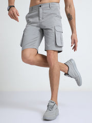 Premium Twill Light Grey Cargo Shorts