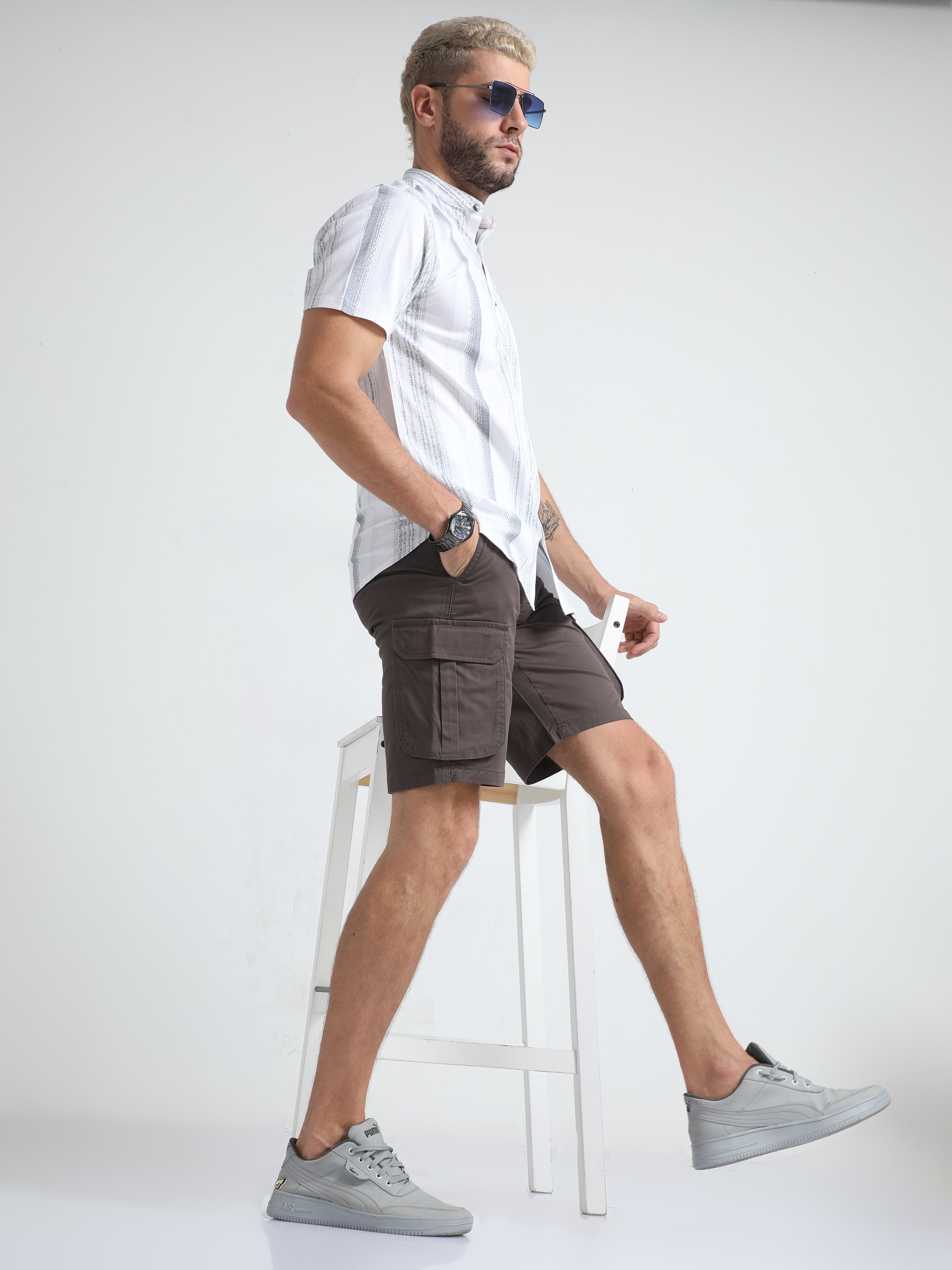 Premium Twill Dark Grey Cargo Shorts