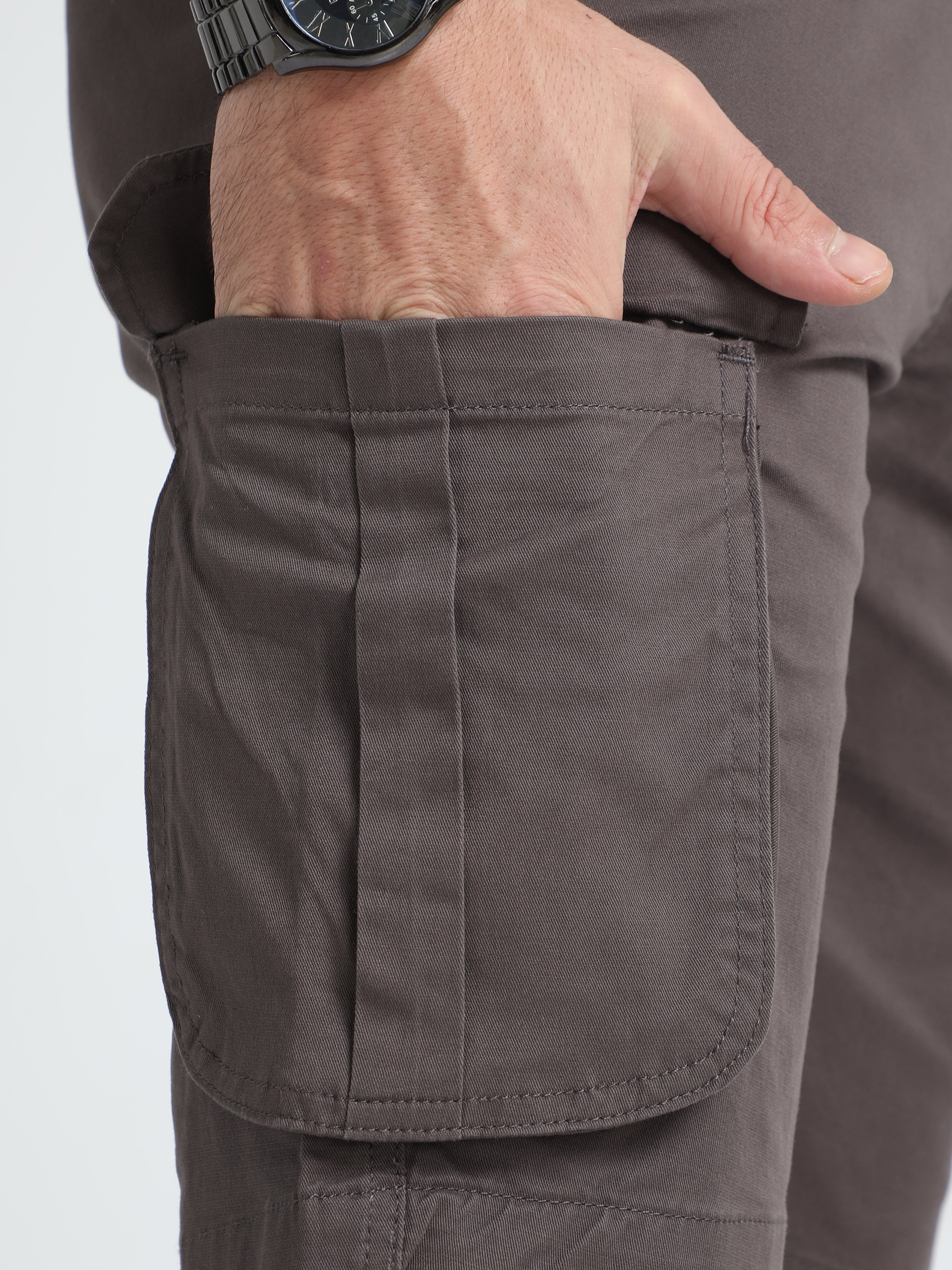 Premium Twill Dark Grey Cargo Shorts