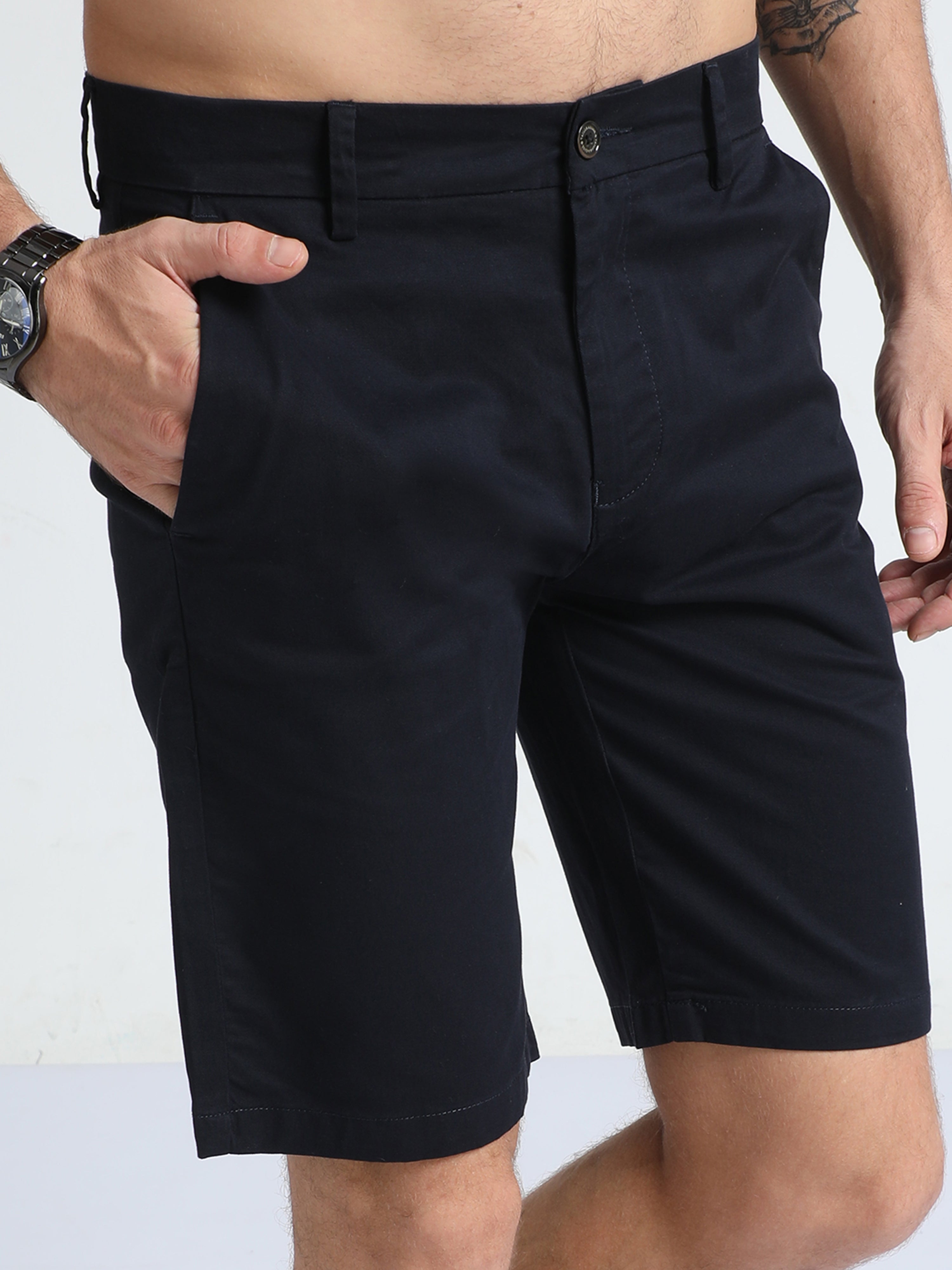Modern Twill Navy Shorts for Men 