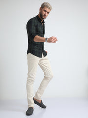 Box Dobby Cream Cotton Chino
