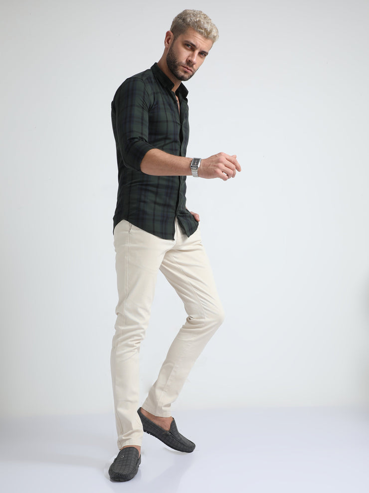 Box Dobby Cream Cotton Chino
