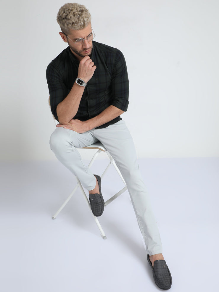 Box Dobby Light Grey Cotton Chino