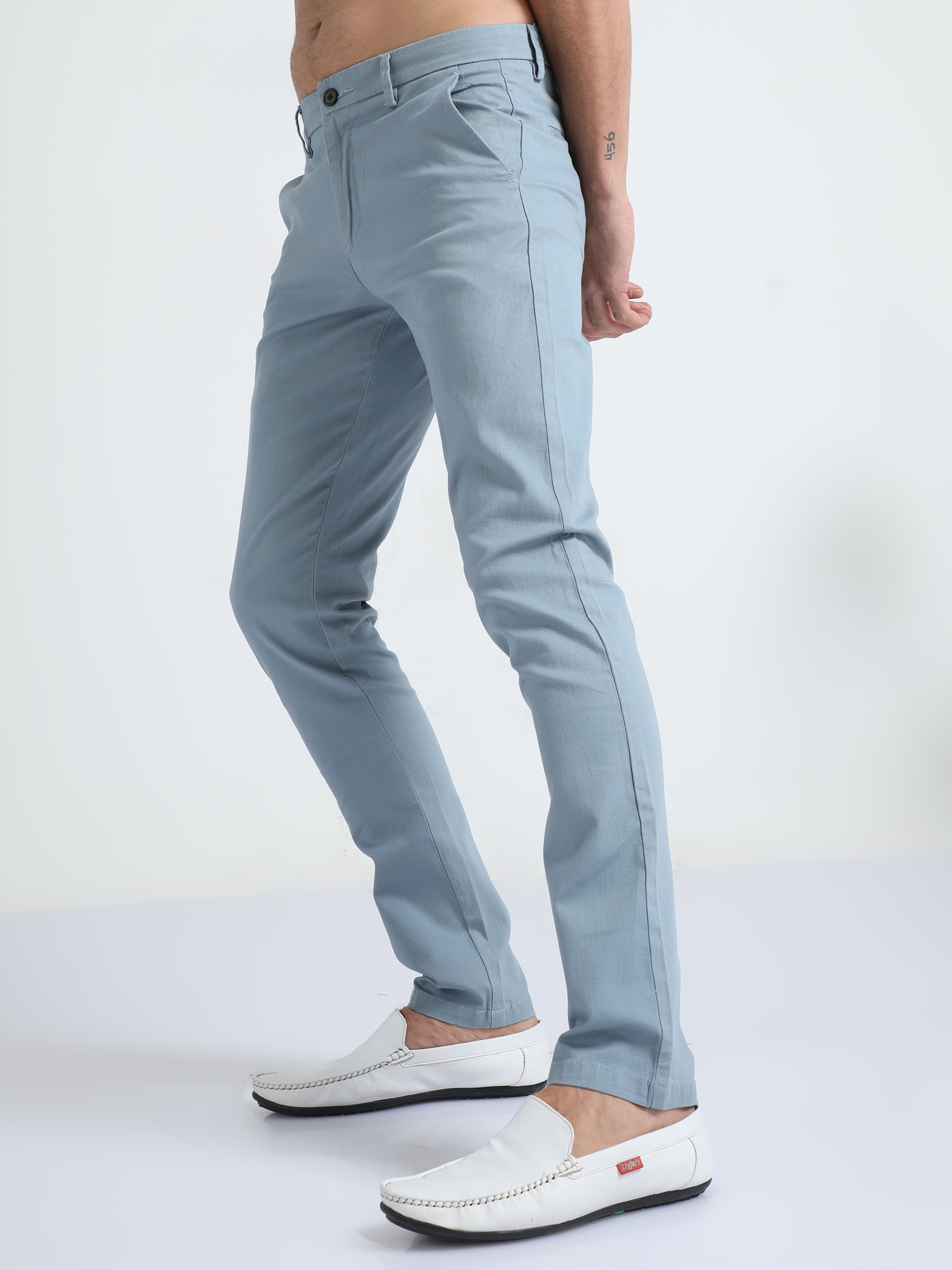 Box Dobby Blue Cotton Chino