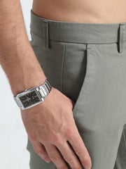Box Dobby Olive Cotton Chino