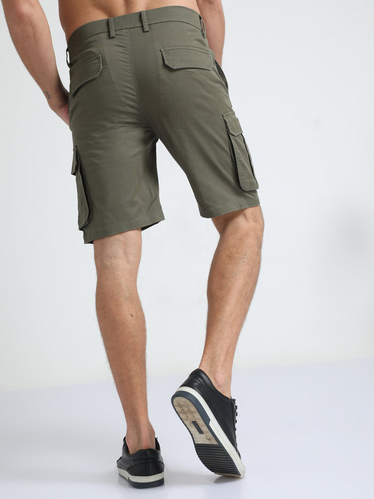 Premium Twill Olive Cargo Shorts