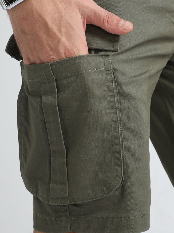 Premium Twill Olive Cargo Shorts