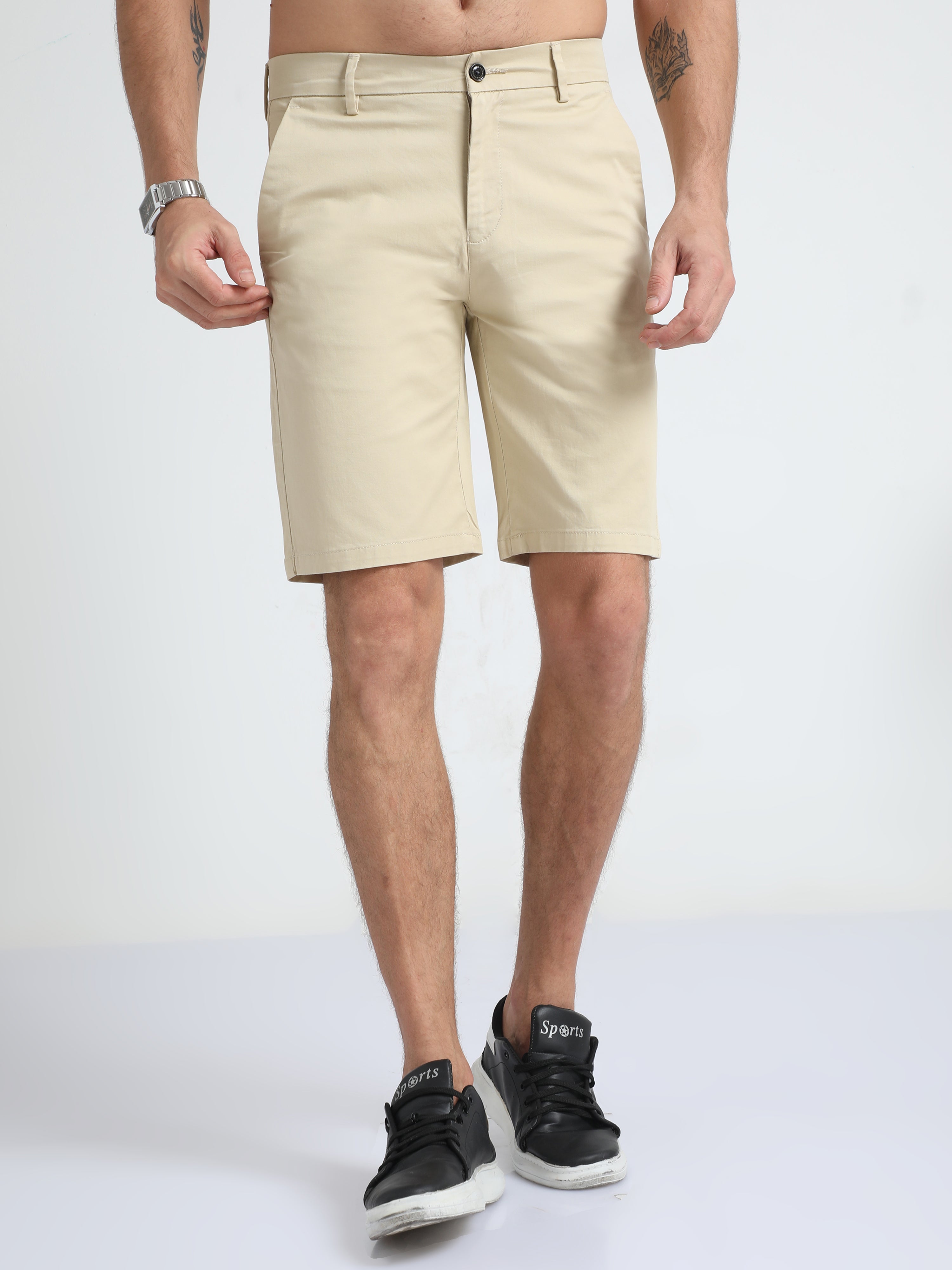 Modern Twill Beige Shorts