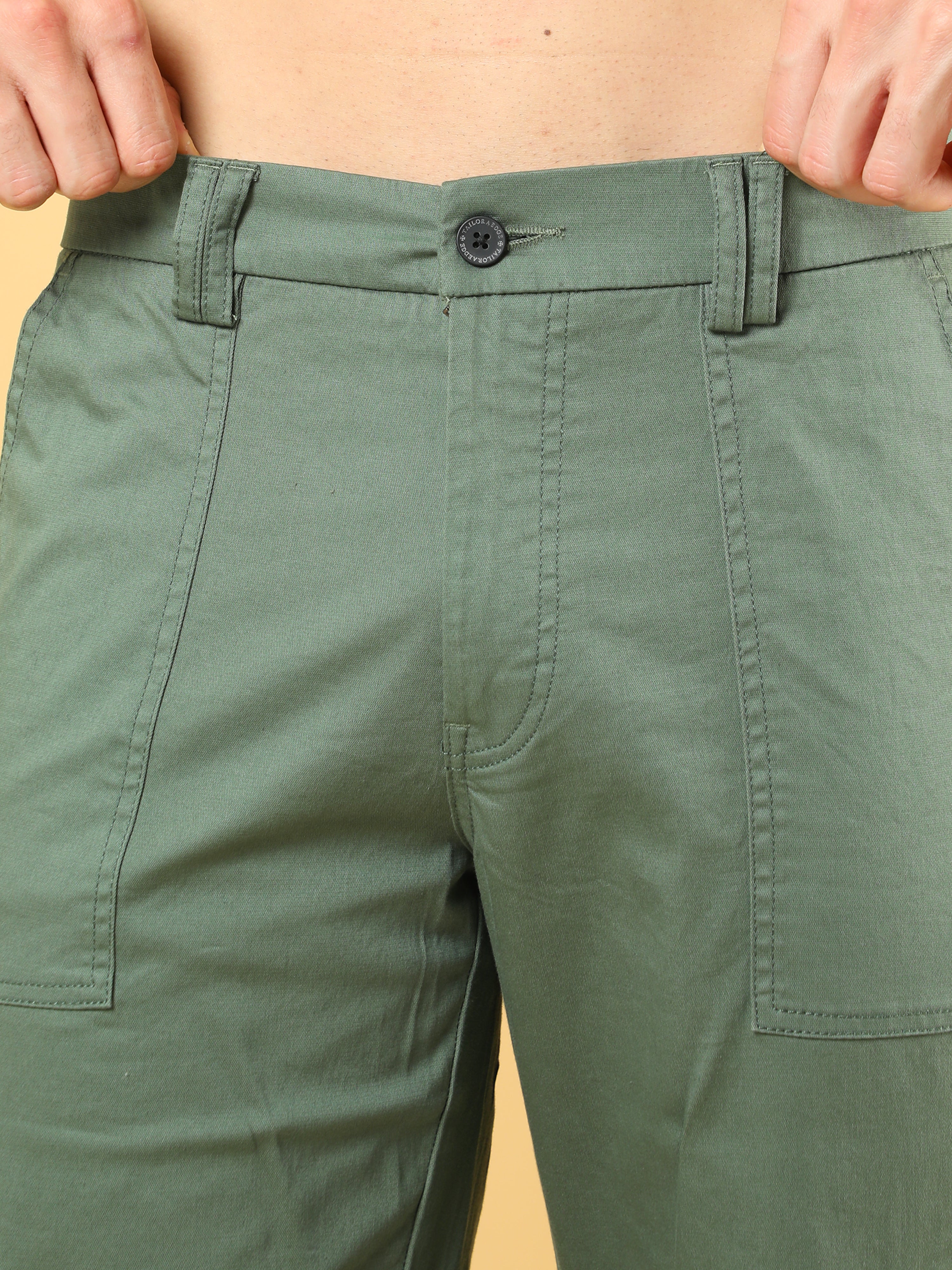 Cotton Dobby Baggy Fit Olive Cargo