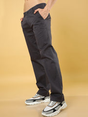 Cotton Dobby Baggy Fit Dark Grey Trouser