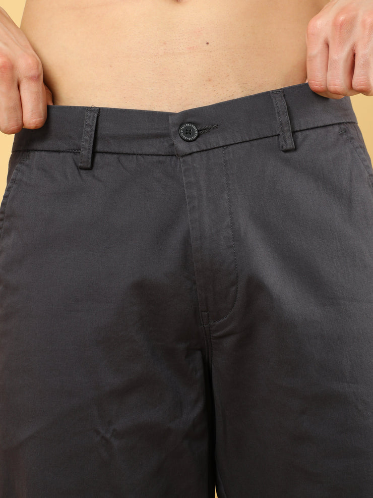 Cotton Dobby Baggy Fit Dark Grey Trouser