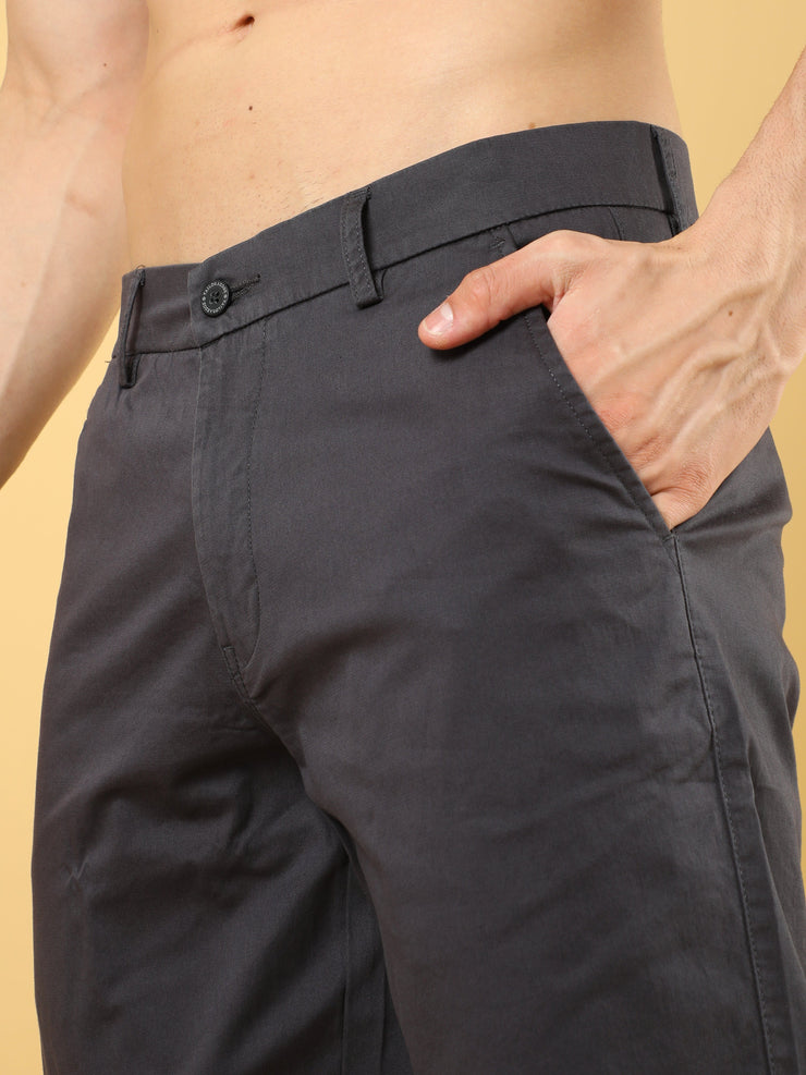 Cotton Dobby Baggy Fit Dark Grey Trouser
