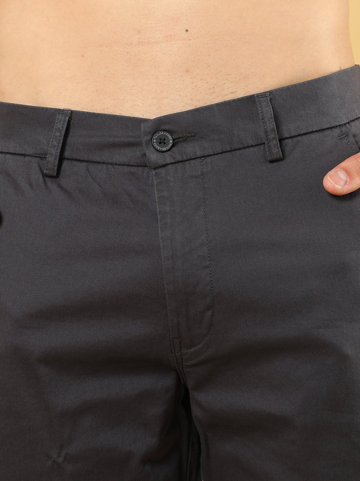 Cotton Dobby Baggy Fit Dark Grey Trouser