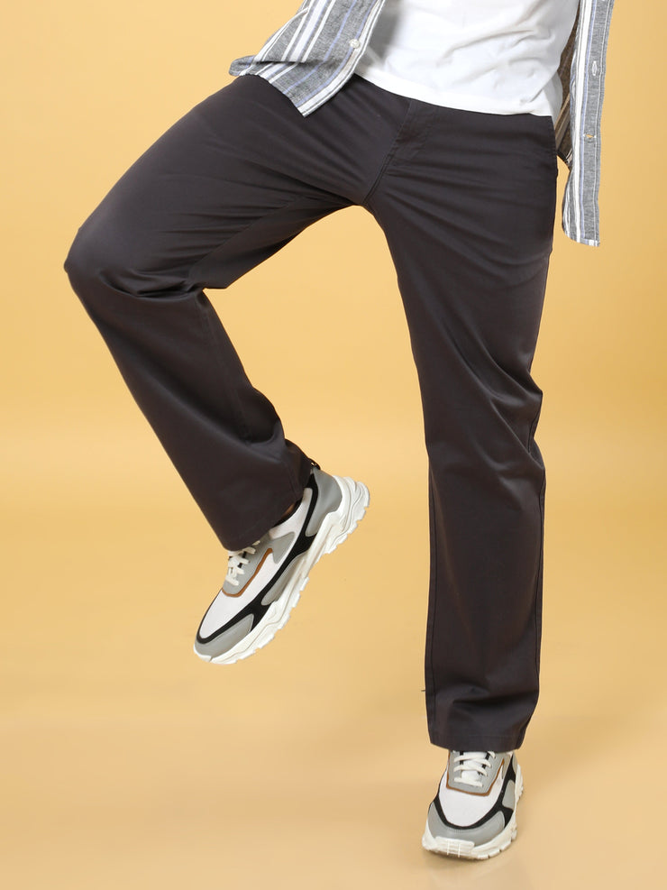 Cotton Dobby Baggy Fit Dark Grey Trouser