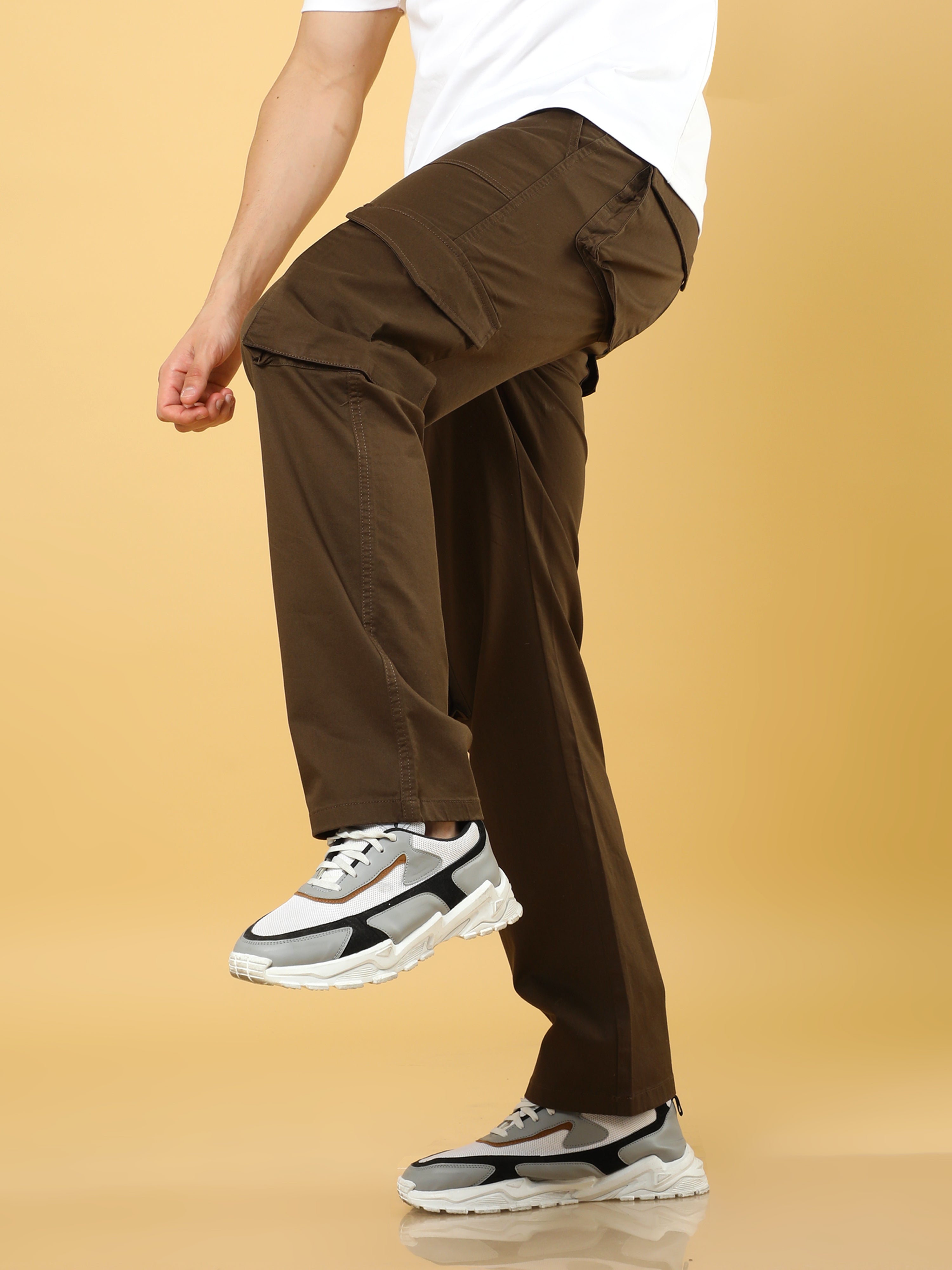 Cotton Dobby Baggy Fit Brown Cargo