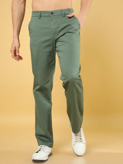 Cotton Dobby Baggy Fit Olive Trouser