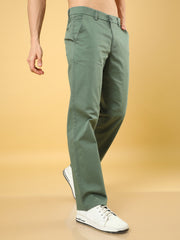 Cotton Dobby Baggy Fit Olive Trouser